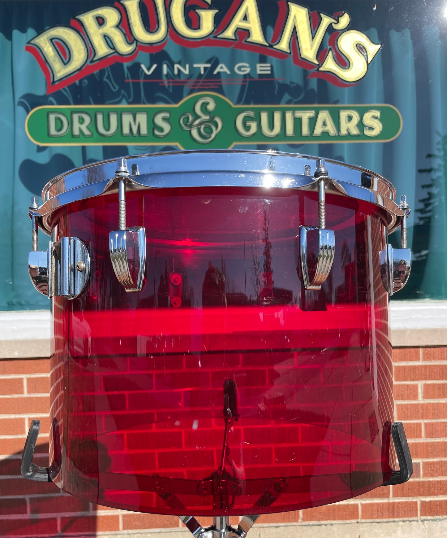 1970s Ludwig Vistalite 10x14 Concert Tom Drum Red