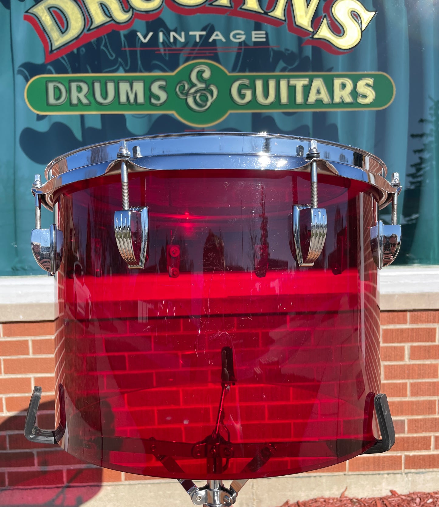 1970s Ludwig Vistalite 10x14 Concert Tom Drum Red