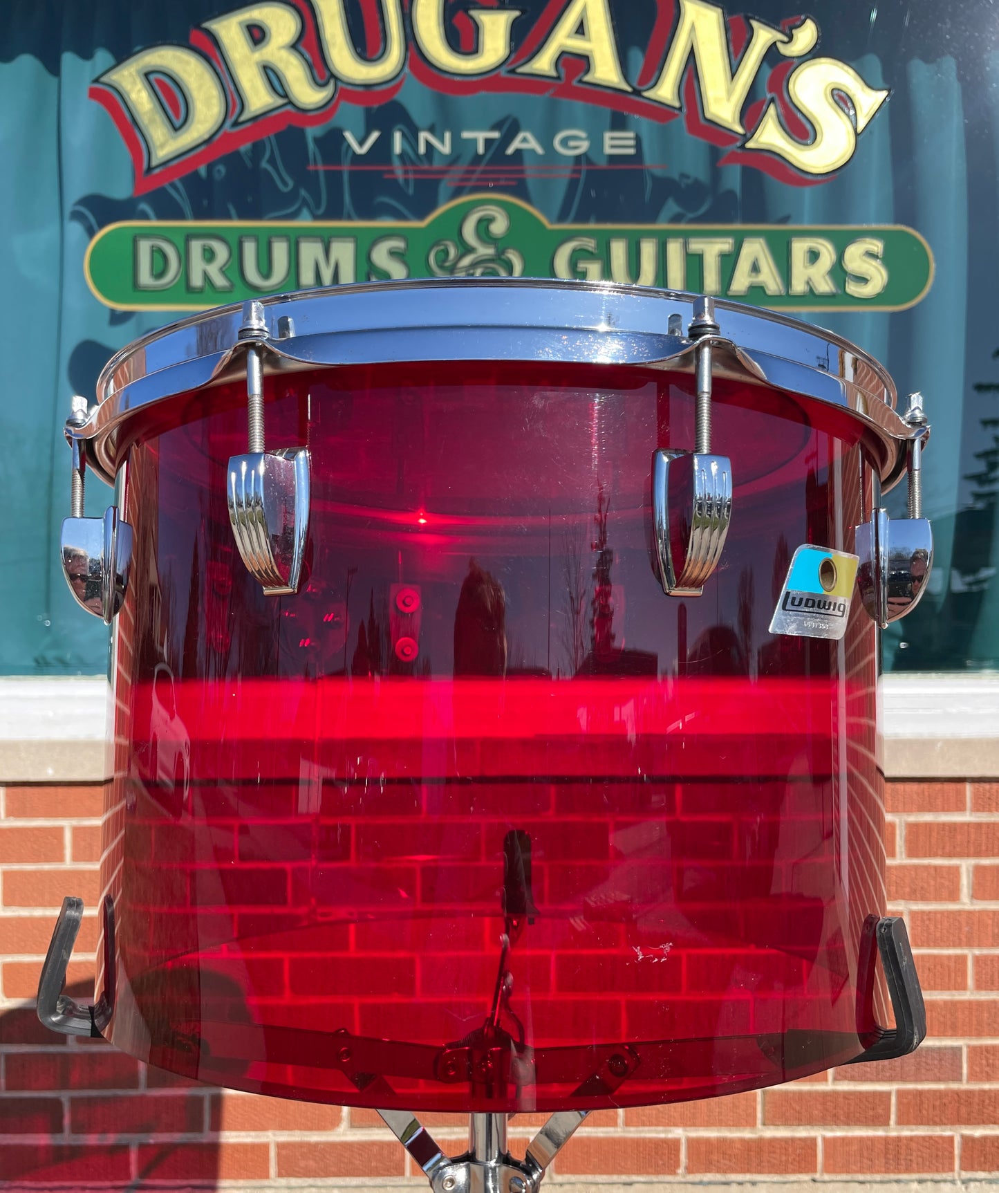 1970s Ludwig Vistalite 10x14 Concert Tom Drum Red