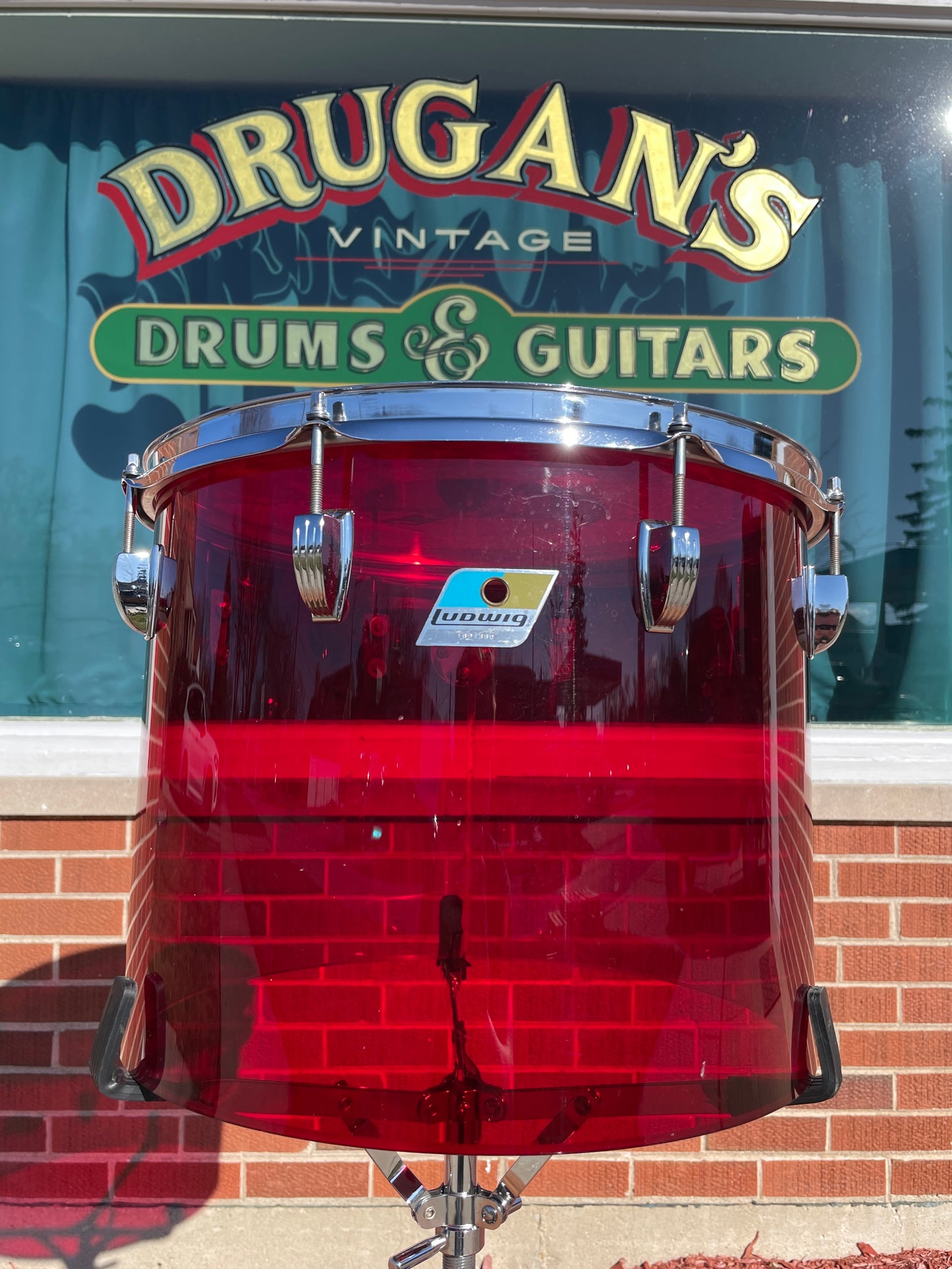 1970s Ludwig Vistalite 12x15 Concert Tom Drum Red