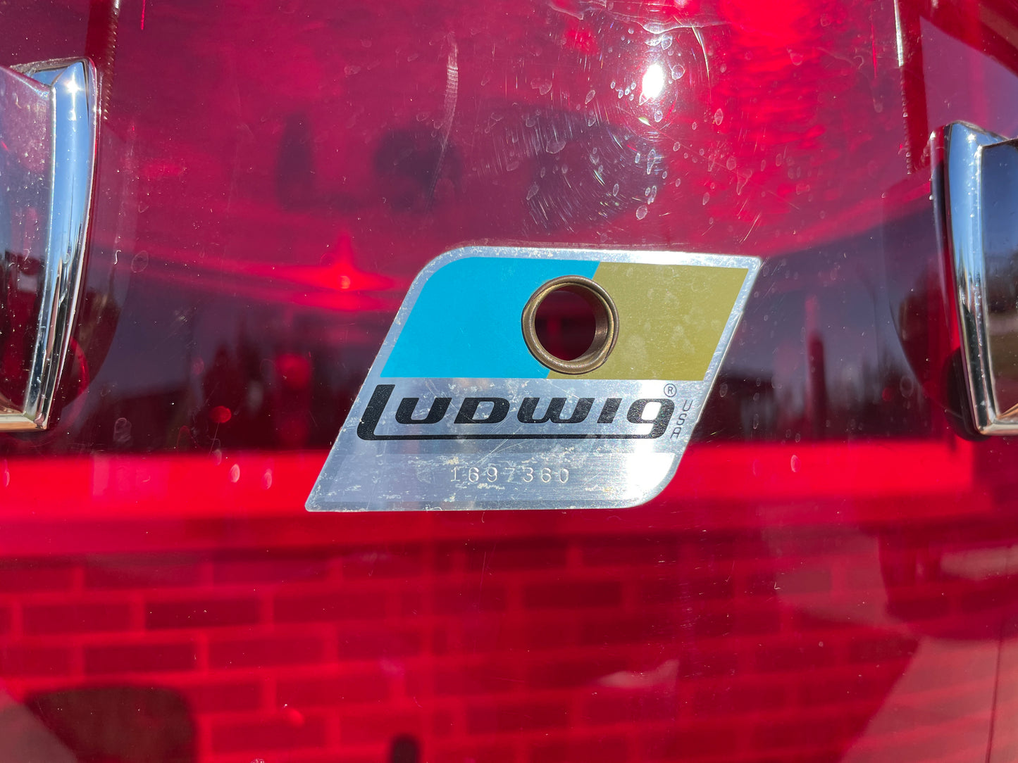 1970s Ludwig Vistalite 12x15 Concert Tom Drum Red