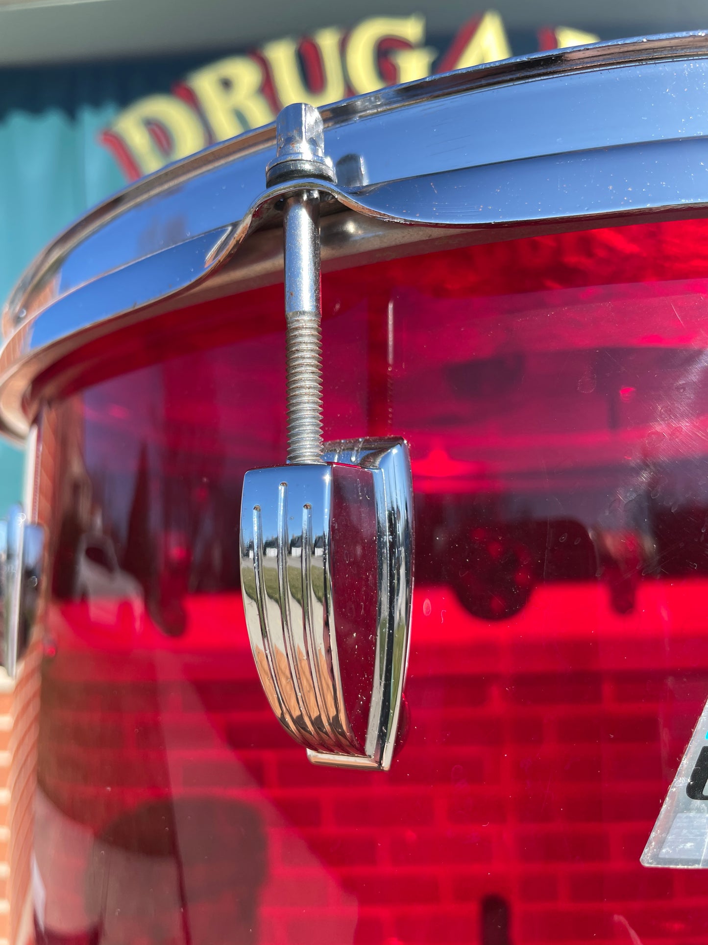 1970s Ludwig Vistalite 12x15 Concert Tom Drum Red