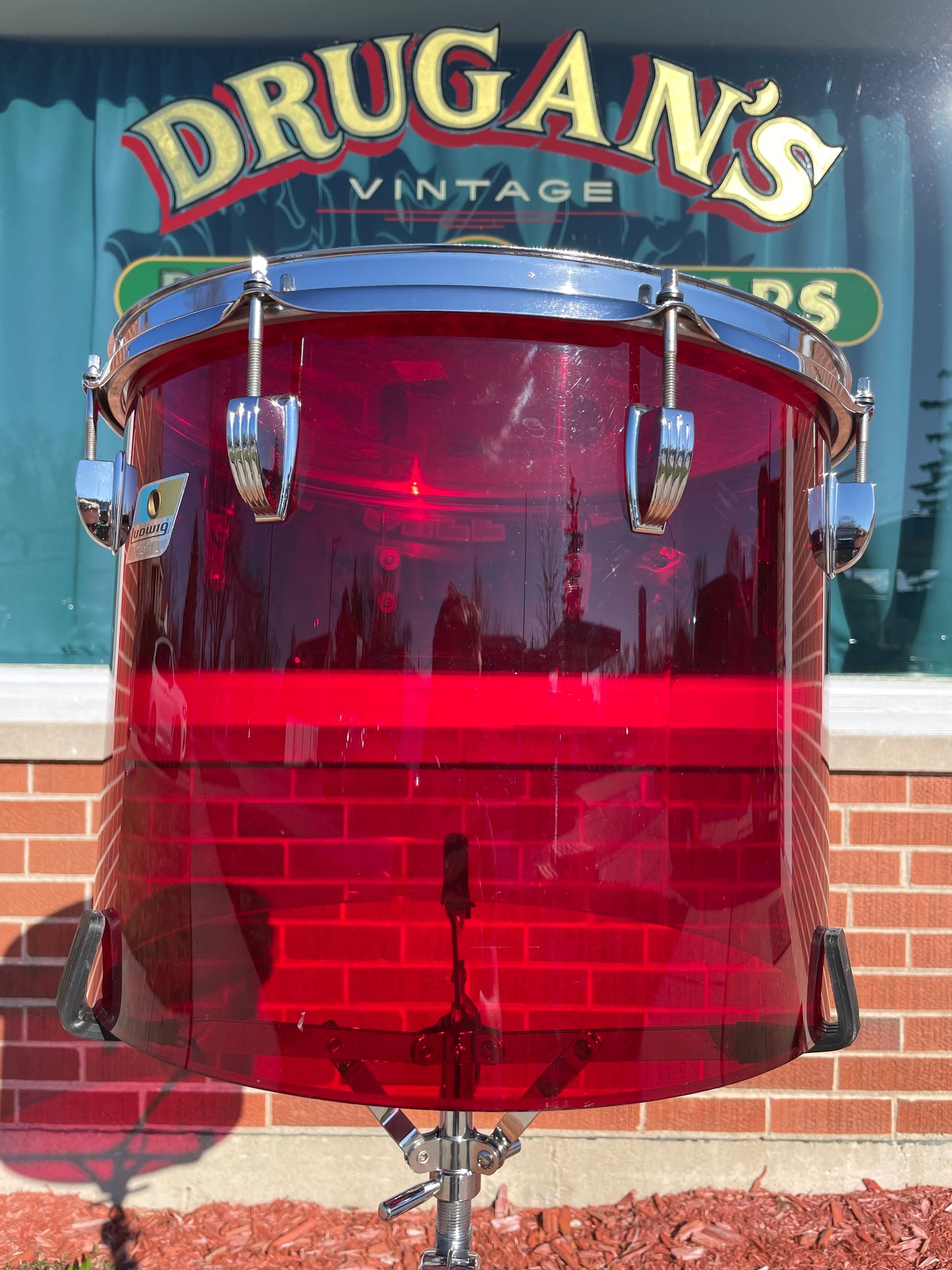 1970s Ludwig Vistalite 12x15 Concert Tom Drum Red