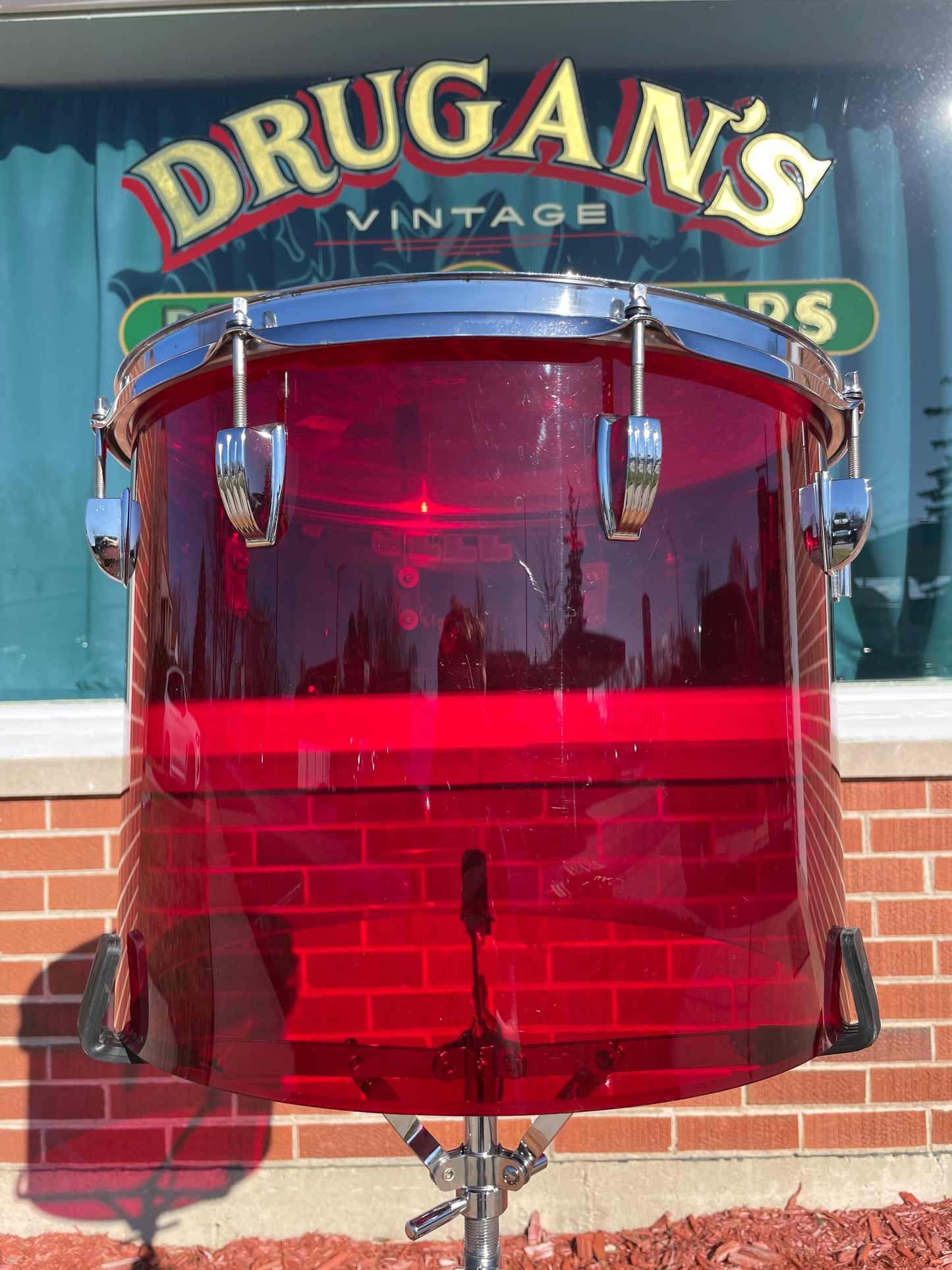 1970s Ludwig Vistalite 12x15 Concert Tom Drum Red