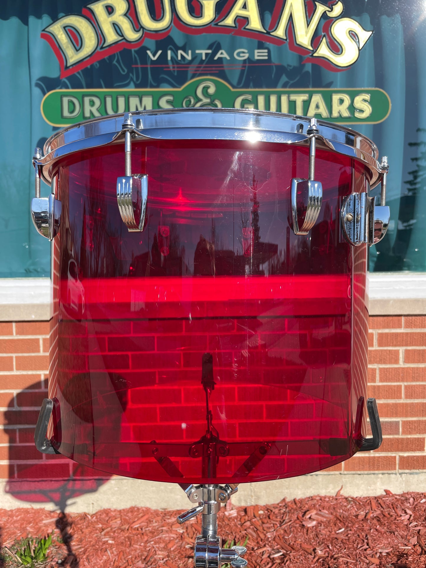 1970s Ludwig Vistalite 12x15 Concert Tom Drum Red