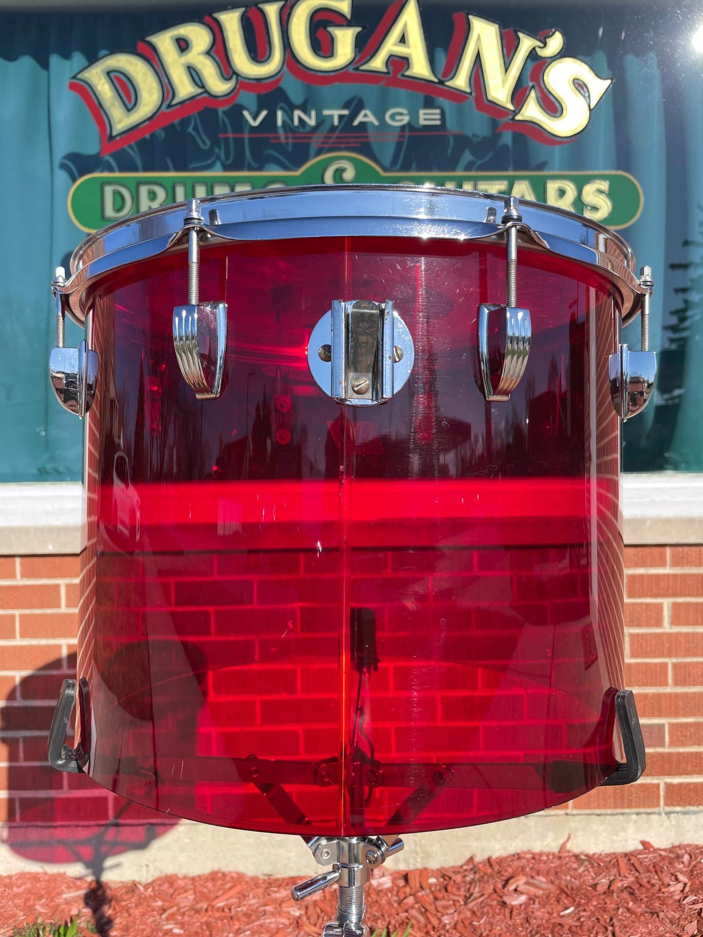 1970s Ludwig Vistalite 12x15 Concert Tom Drum Red