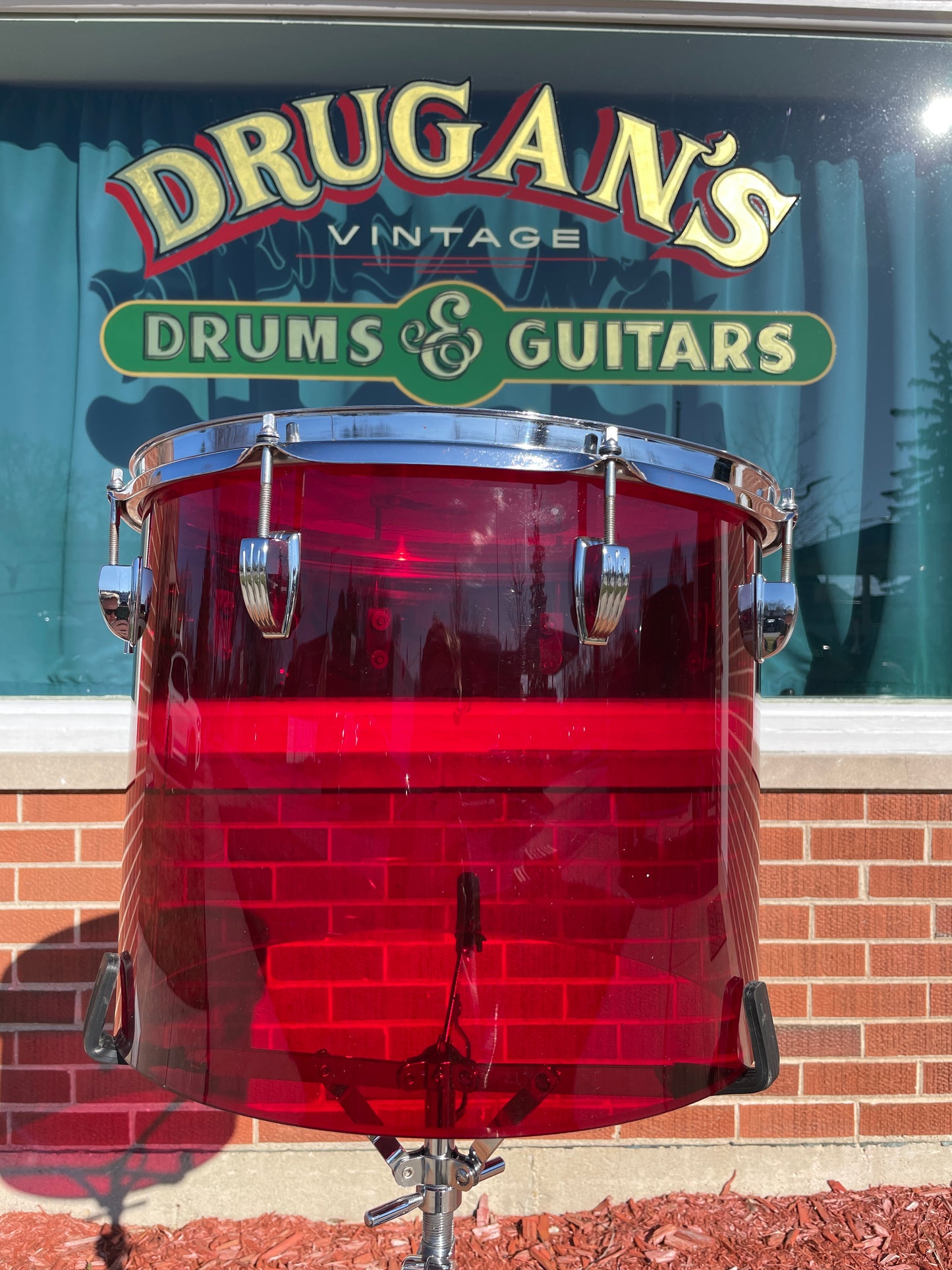 1970s Ludwig Vistalite 12x15 Concert Tom Drum Red