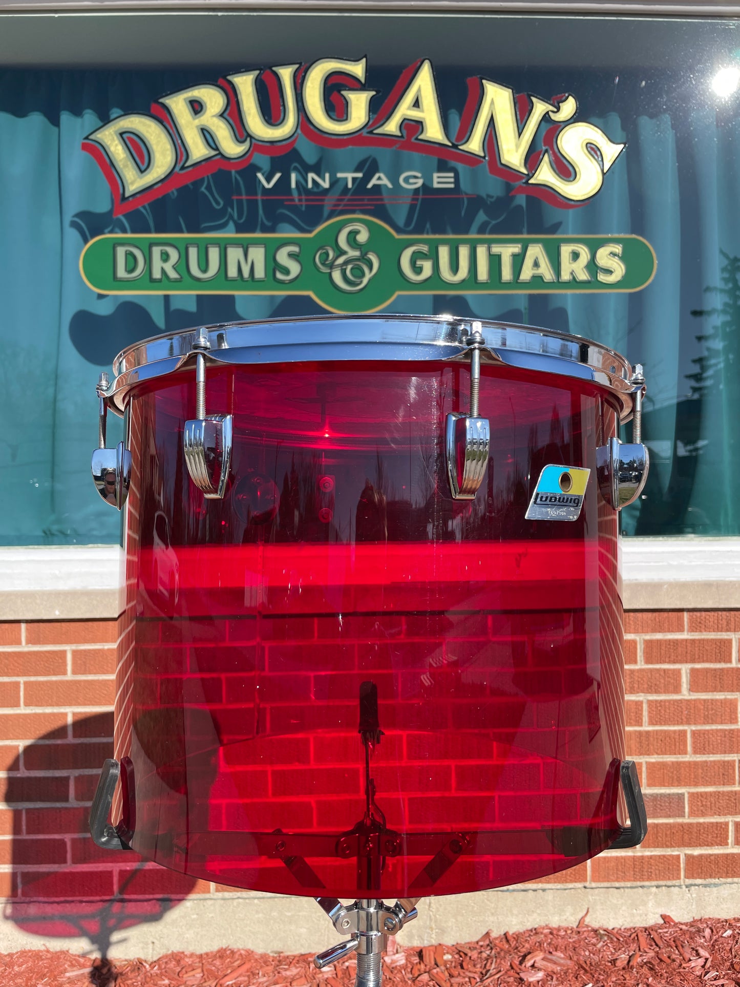 1970s Ludwig Vistalite 12x15 Concert Tom Drum Red