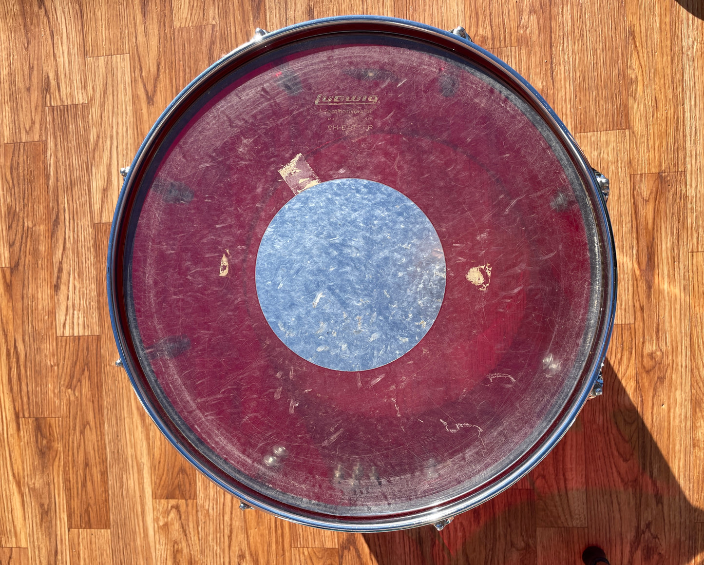 1970s Ludwig Vistalite 12x15 Concert Tom Drum Red