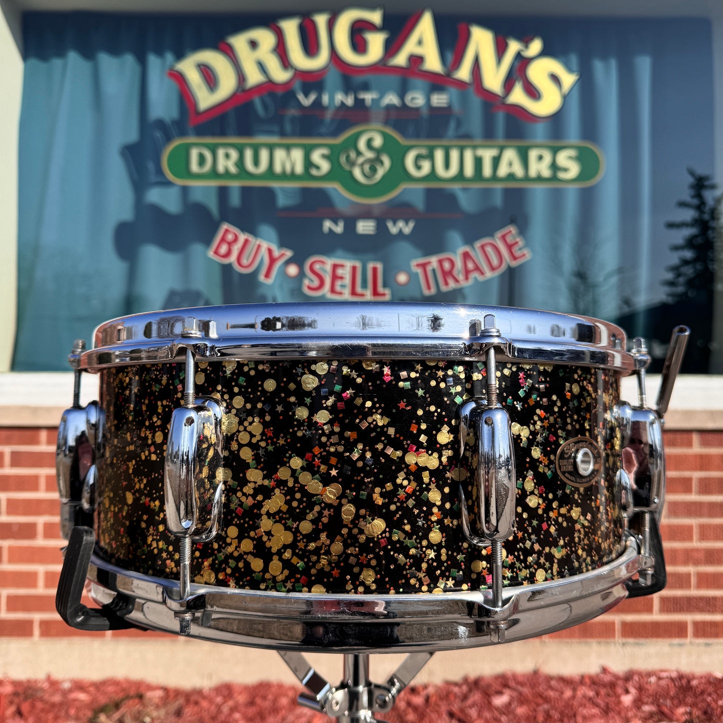 1962 Slingerland 5.5x14 No. 153 Radio King Super Gene Krupa Solid Shell Snare Drum Mardi Gras