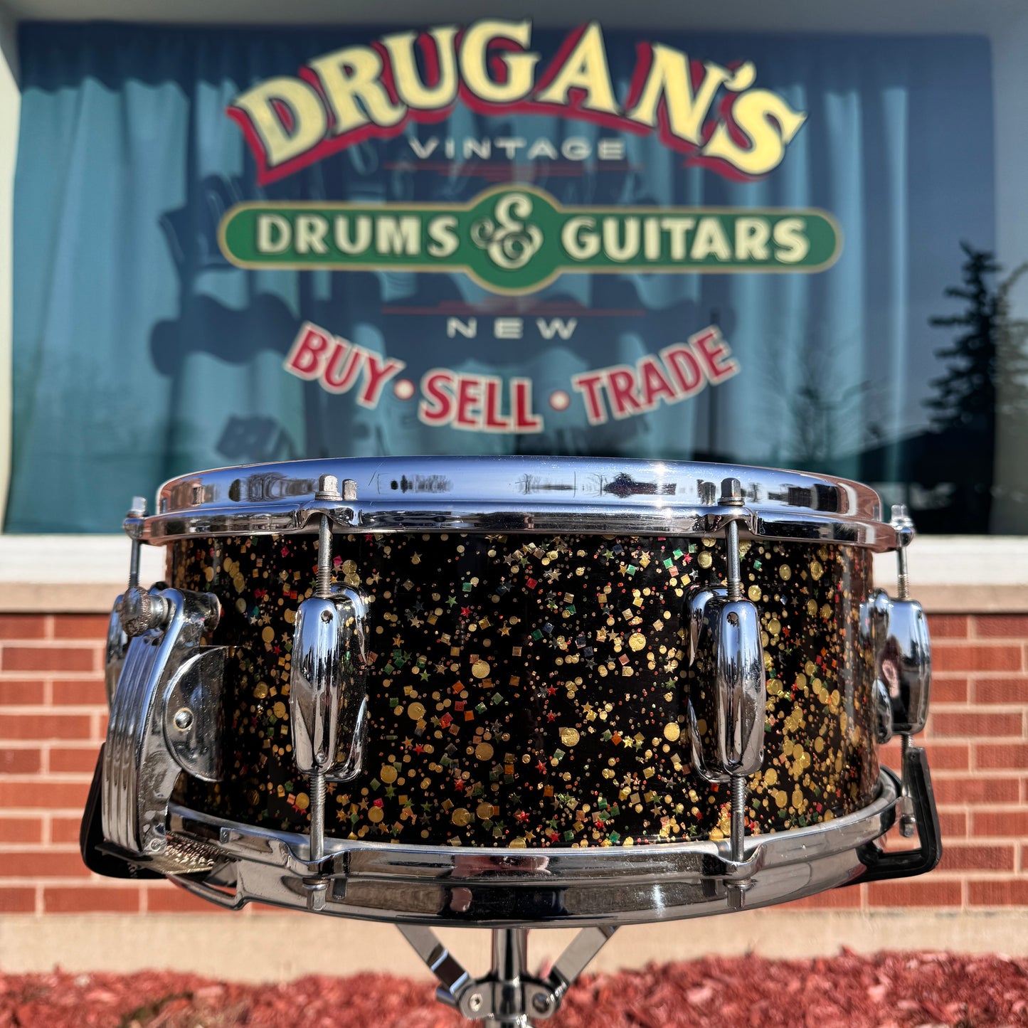 1962 Slingerland 5.5x14 No. 153 Radio King Super Gene Krupa Solid Shell Snare Drum Mardi Gras