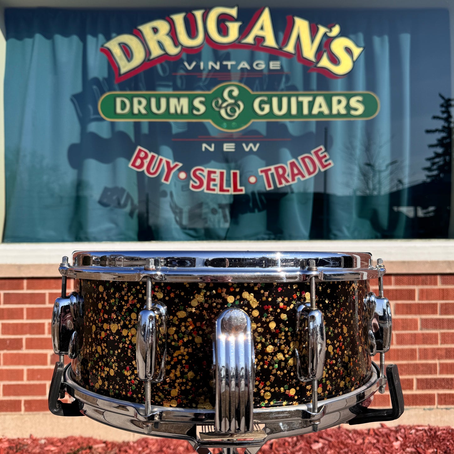 1962 Slingerland 5.5x14 No. 153 Radio King Super Gene Krupa Solid Shell Snare Drum Mardi Gras