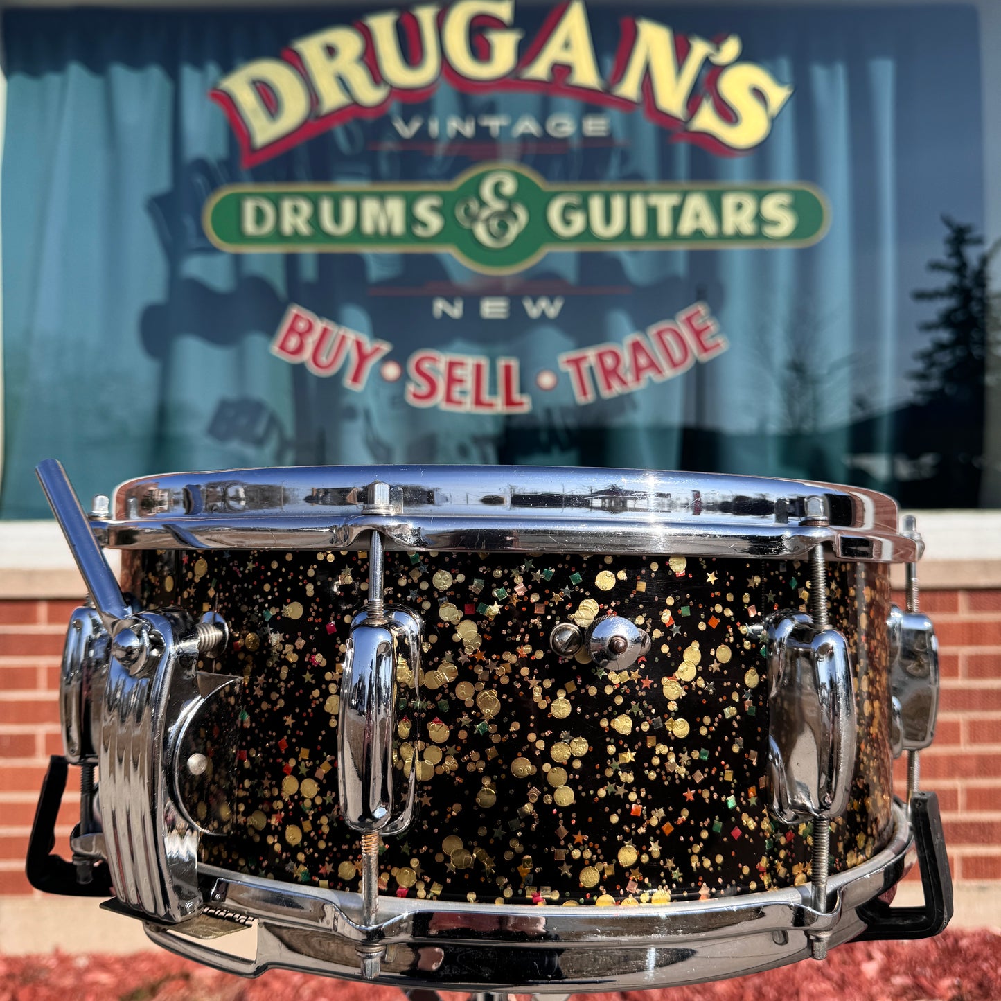 1962 Slingerland 5.5x14 No. 153 Radio King Super Gene Krupa Solid Shell Snare Drum Mardi Gras