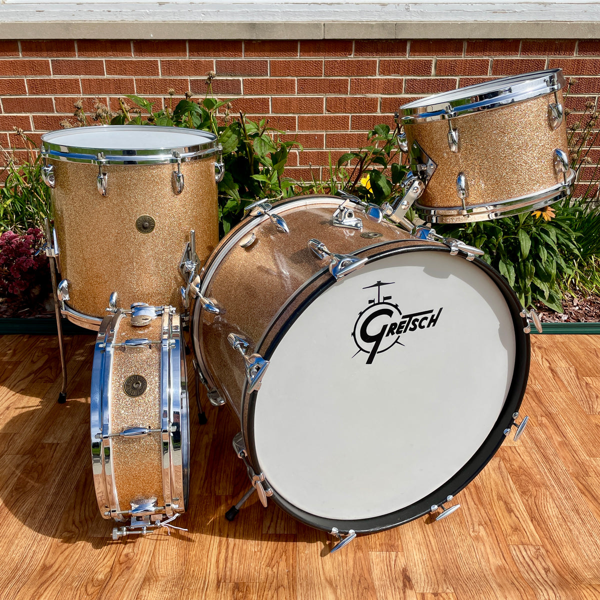 1960s Gretsch Progressive Jazz Drum Set Champagne Sparkle 20/12/14 w/ 4x14 Snare