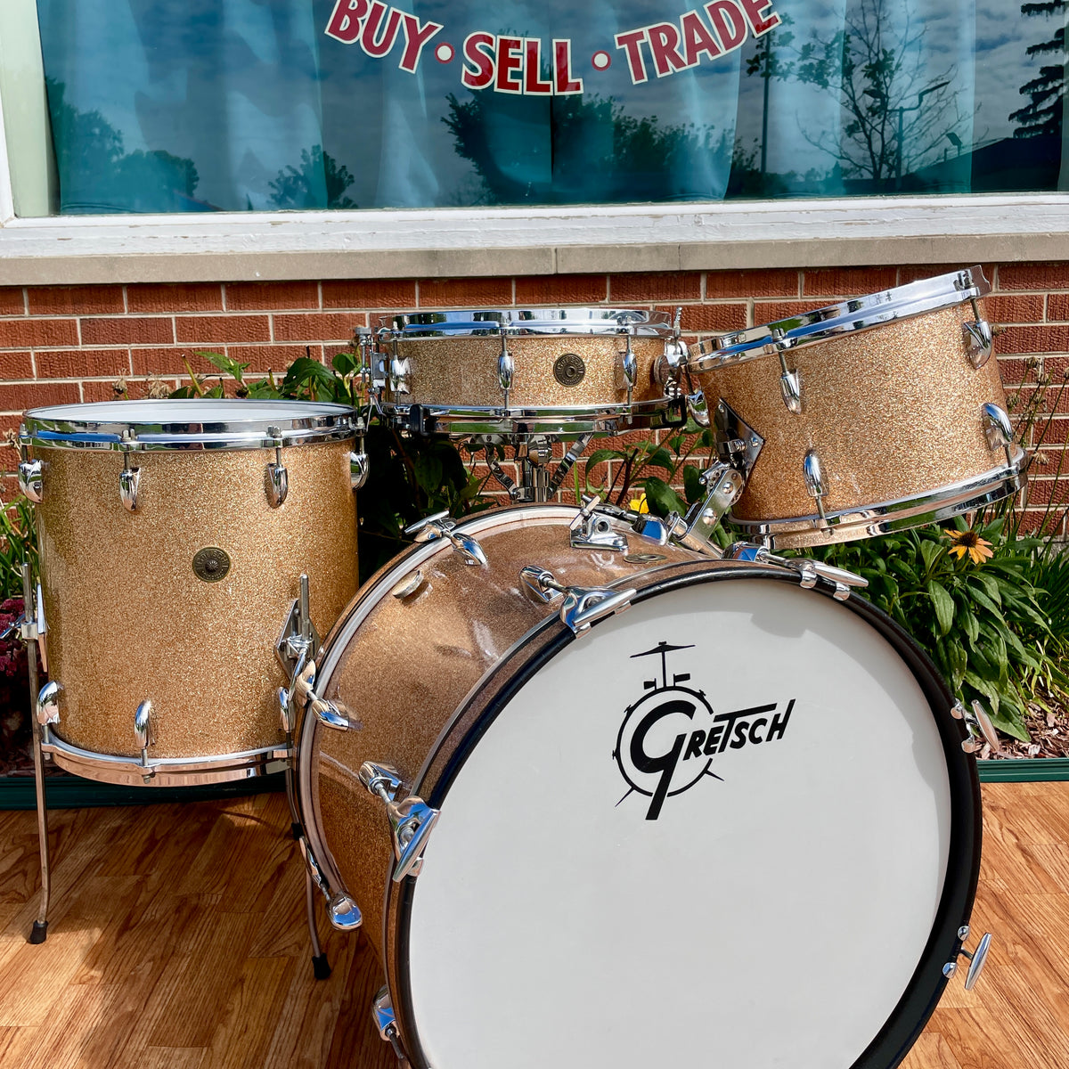 1960s Gretsch Progressive Jazz Drum Set Champagne Sparkle 20/12/14 w/ 4x14 Snare
