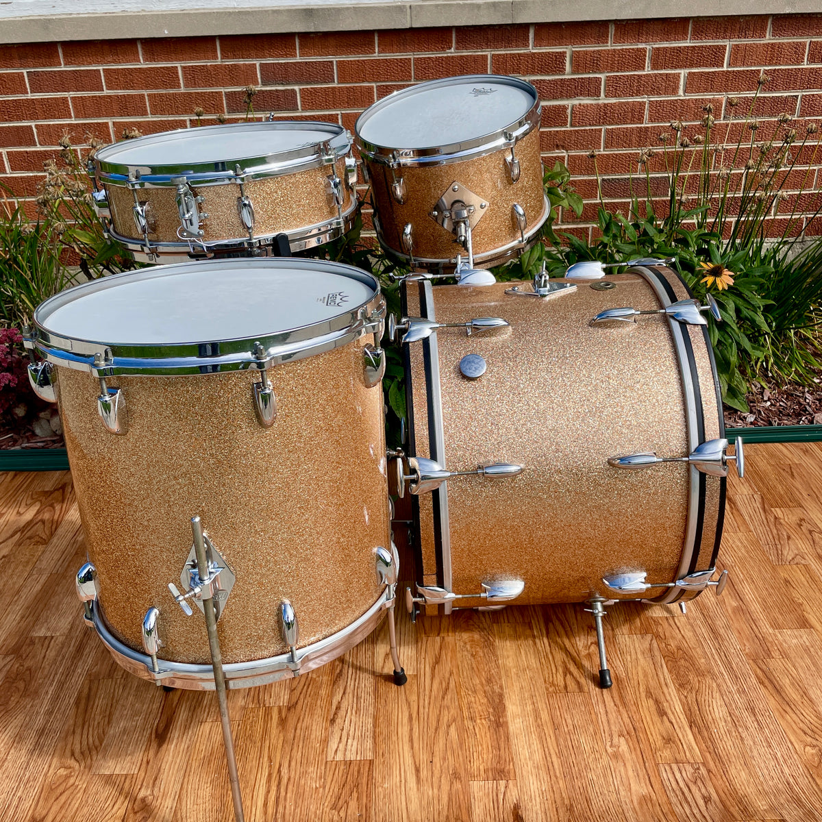 1960s Gretsch Progressive Jazz Drum Set Champagne Sparkle 20/12/14 w/ 4x14 Snare