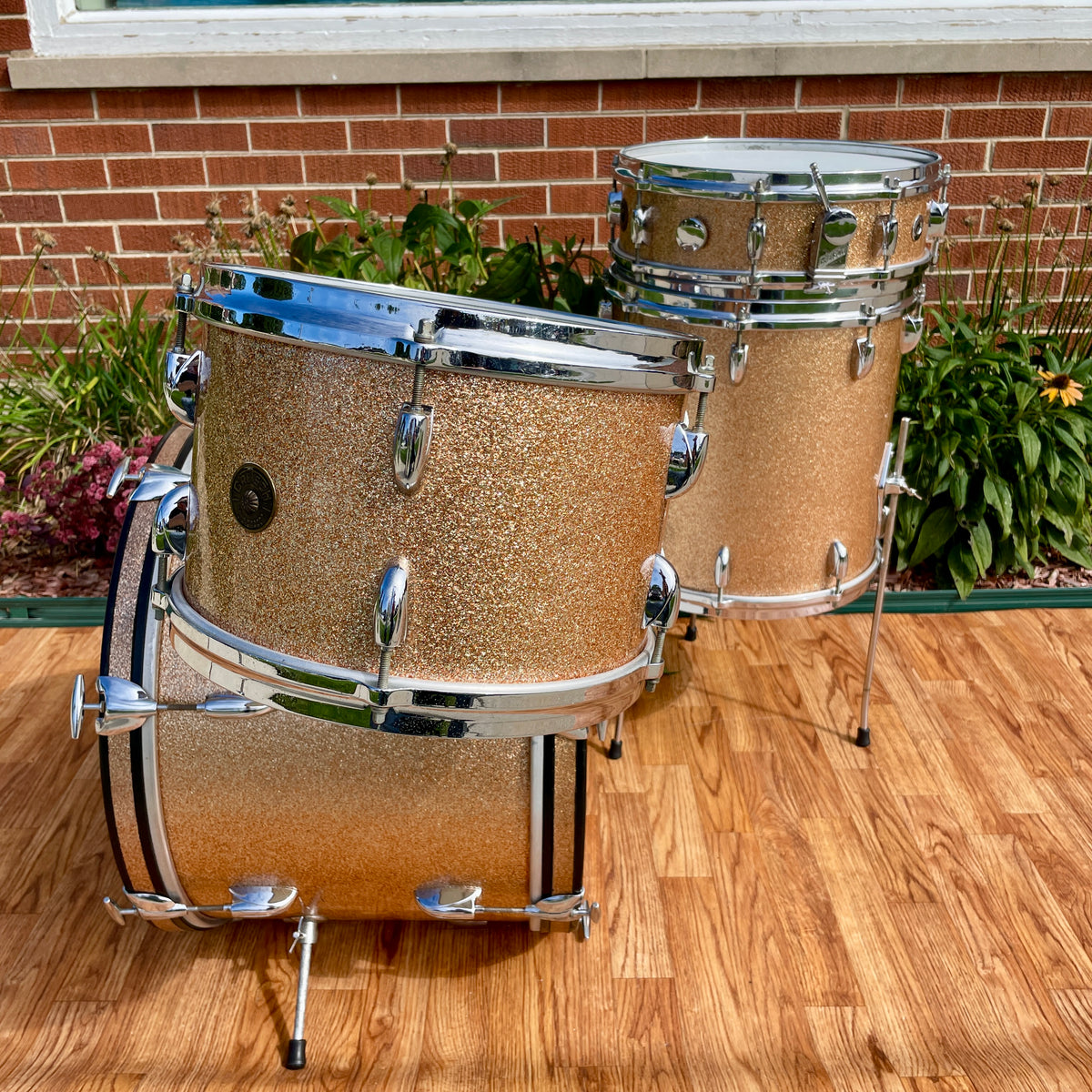 1960s Gretsch Progressive Jazz Drum Set Champagne Sparkle 20/12/14 w/ 4x14 Snare