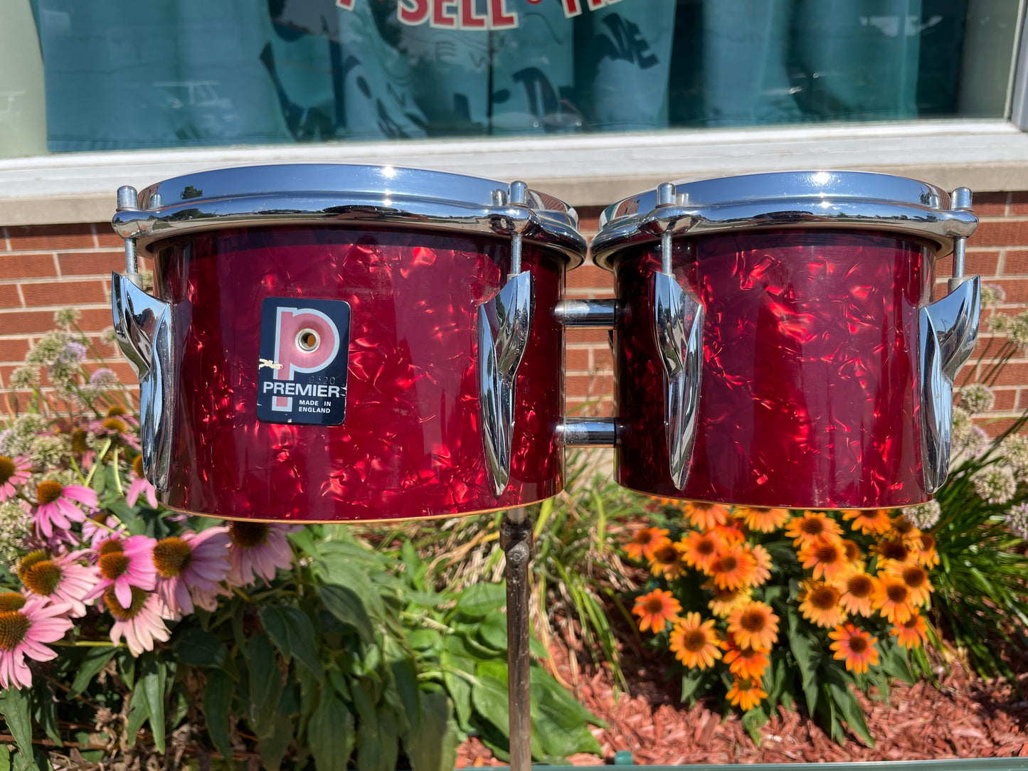 1960s Premier Stand Bongos No. 522 Burgundy w/ Stand