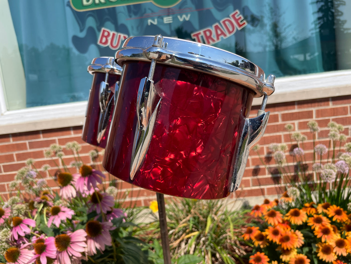 1960s Premier Stand Bongos No. 522 Burgundy w/ Stand