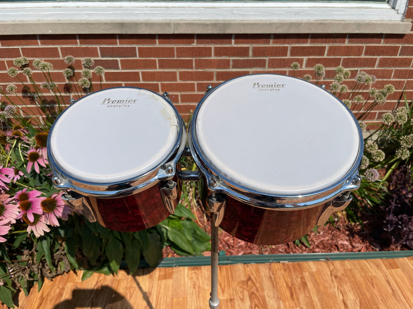 1960s Premier Stand Bongos No. 522 Burgundy w/ Stand