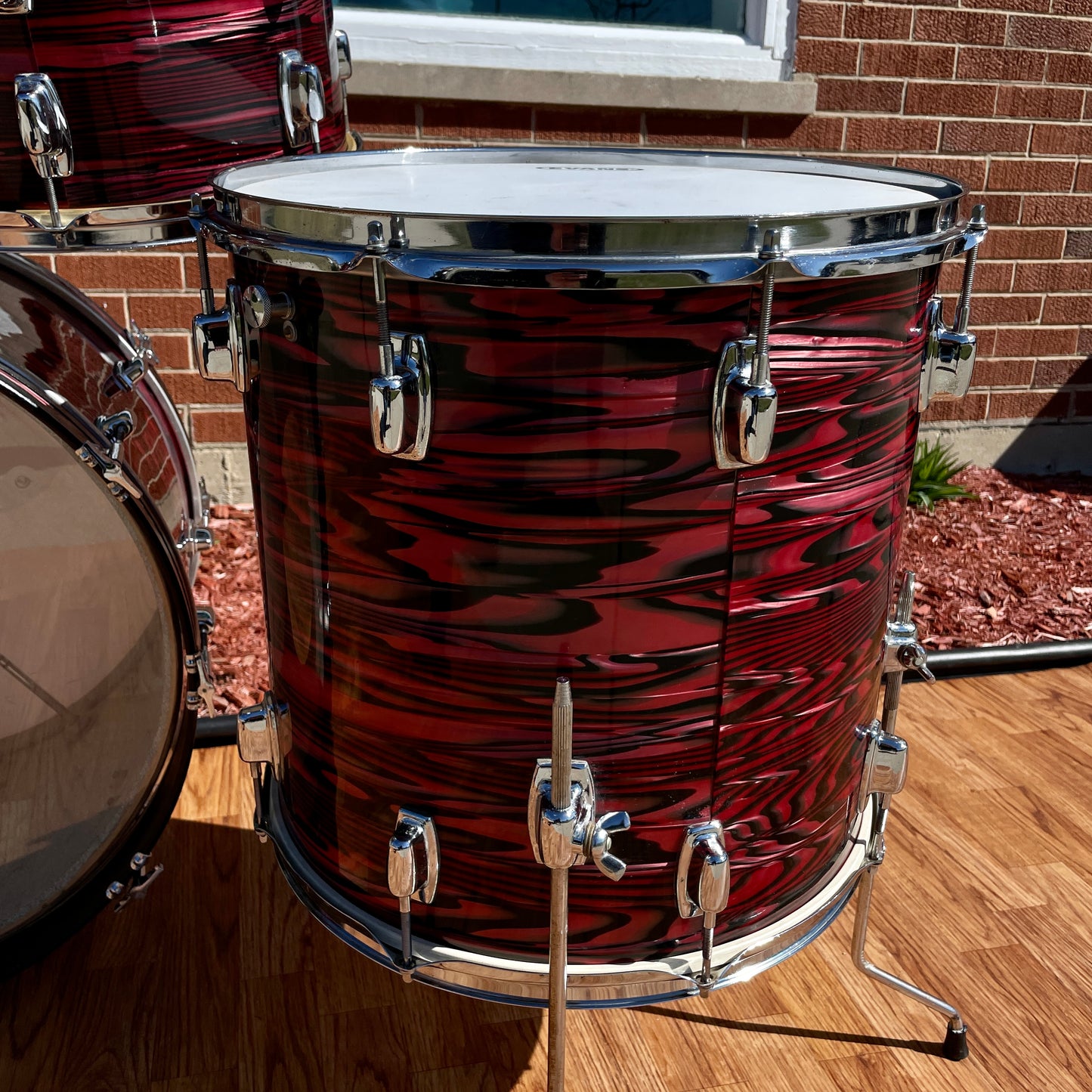 1970s Ludwig Standard Drum Set Ruby Red Strata 22/12/13/16