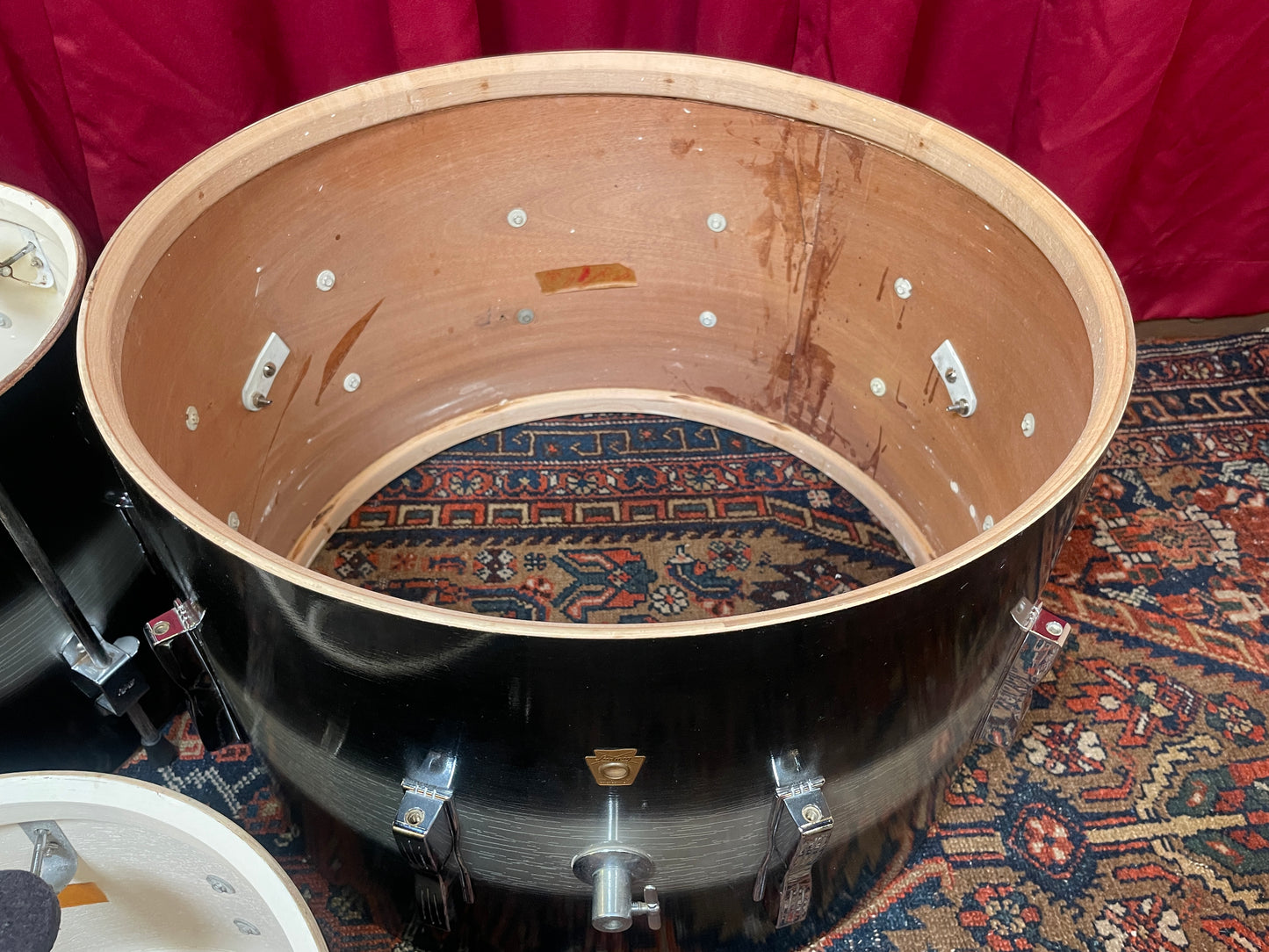 1961 Ludwig 3pc Club Date Drum Set Black/Silver Duco 22/13/15