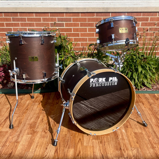 Pork Pie Maple Drum Set Dark Walnut Stain 18/12/14