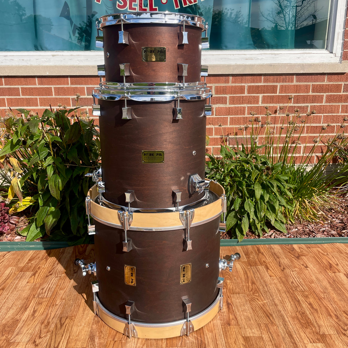 Pork Pie Maple Drum Set Dark Walnut Stain 18/12/14