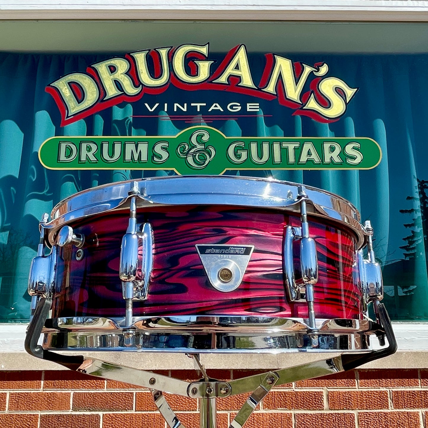 1970s Ludwig Standard 5x14 Snare Drum Ruby Strata