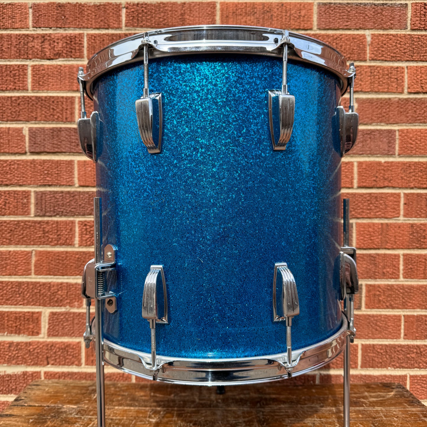 1958-1959 Ludwig Super Classic 14x14 Trans Badge Floor Tom Blue Sparkle COB
