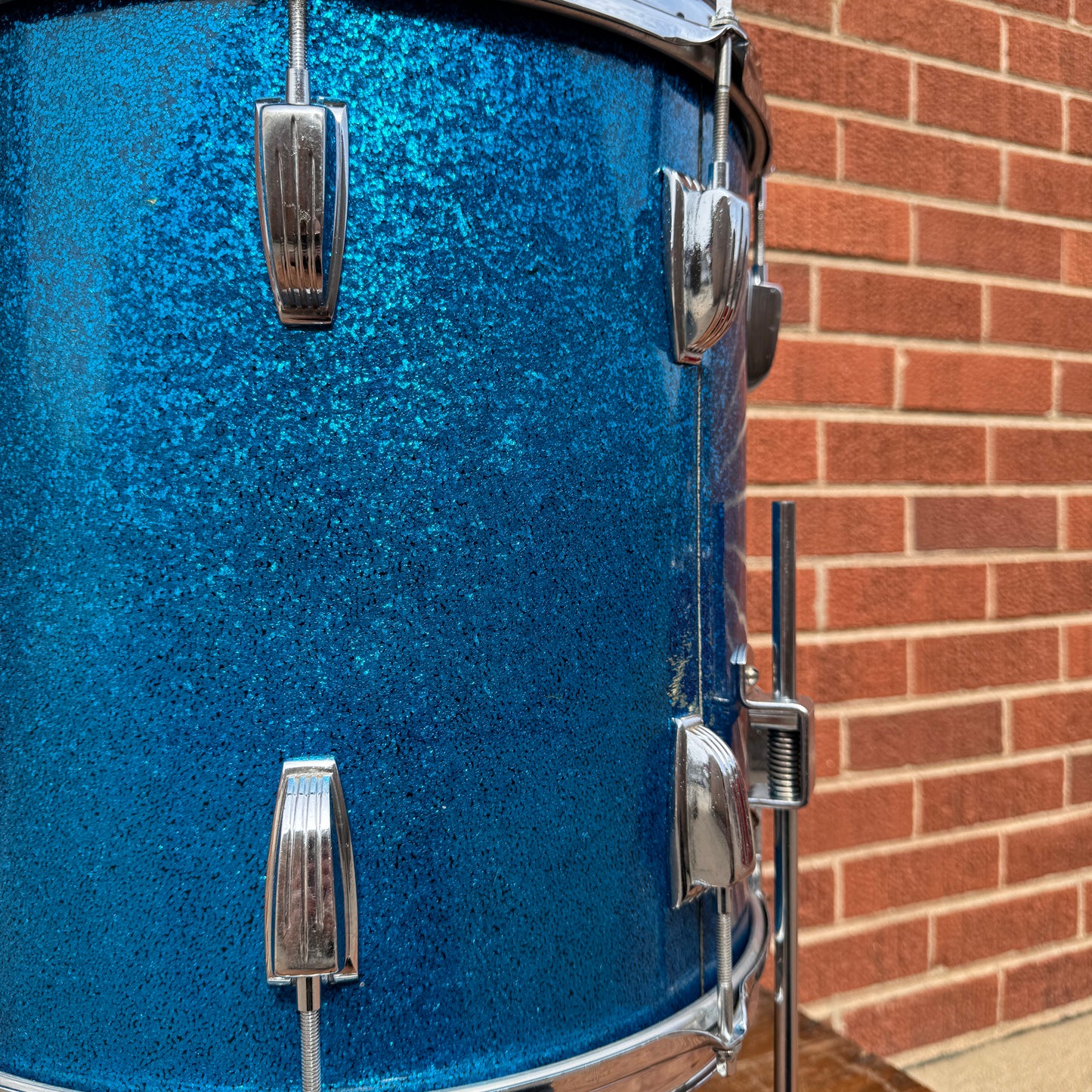 1958-1959 Ludwig Super Classic 14x14 Trans Badge Floor Tom Blue Sparkle COB