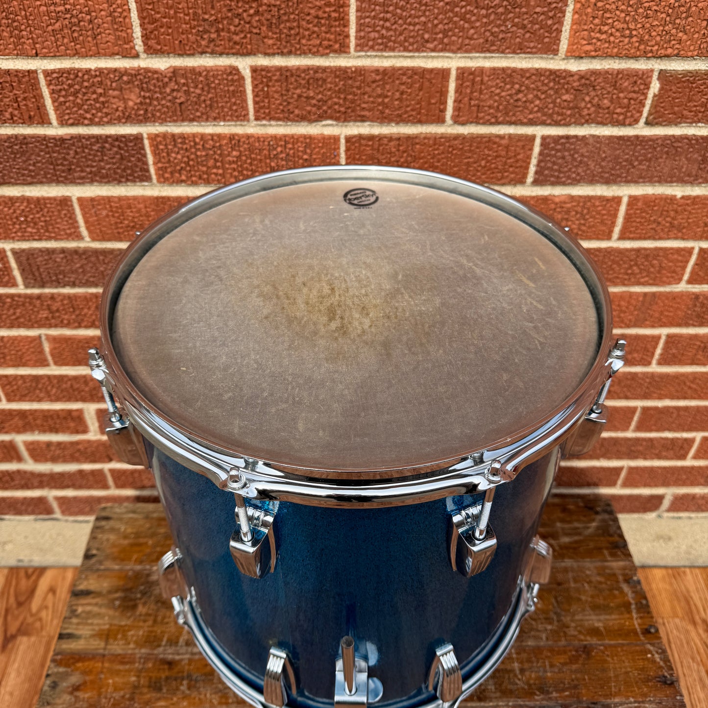 1958-1959 Ludwig Super Classic 14x14 Trans Badge Floor Tom Blue Sparkle COB