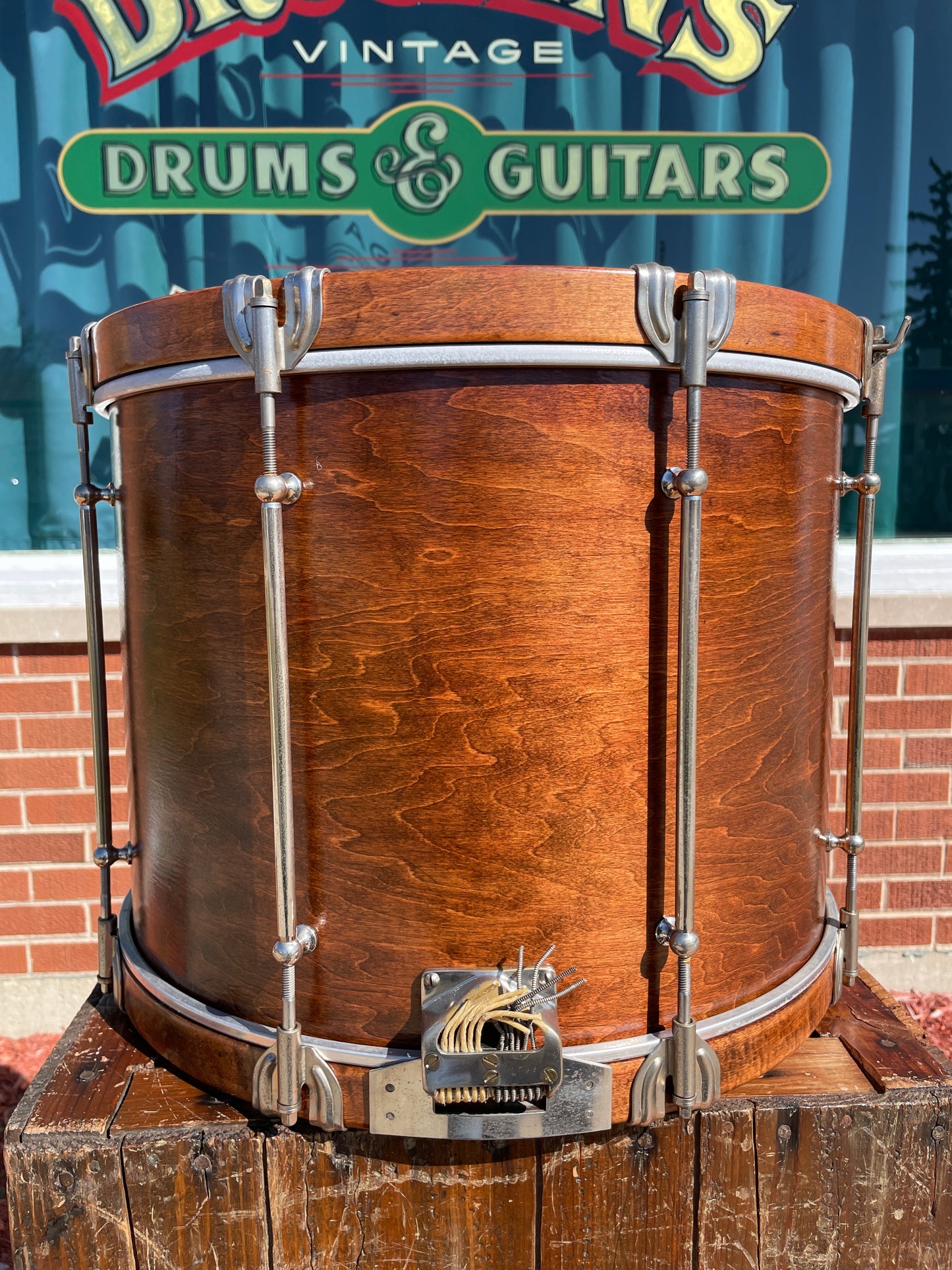 1930s WFL 12x16 No. 432 Twin Strainer Chief Field Snare Drum Lyre Badge Mahogany Marching Parade Snare