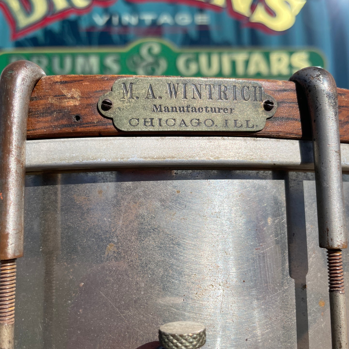 Early 1900s M.A. Wintrich 9x16 Single Tension Brass Snare Drum NOB