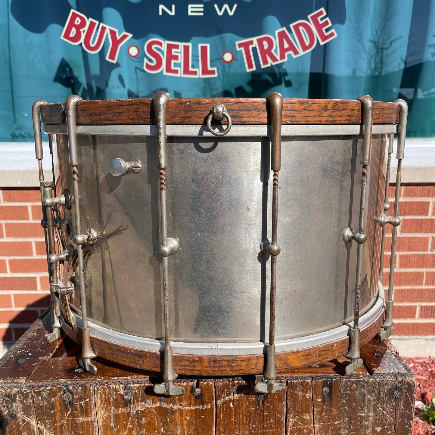 Early 1900s M.A. Wintrich 9x16 Single Tension Brass Snare Drum NOB