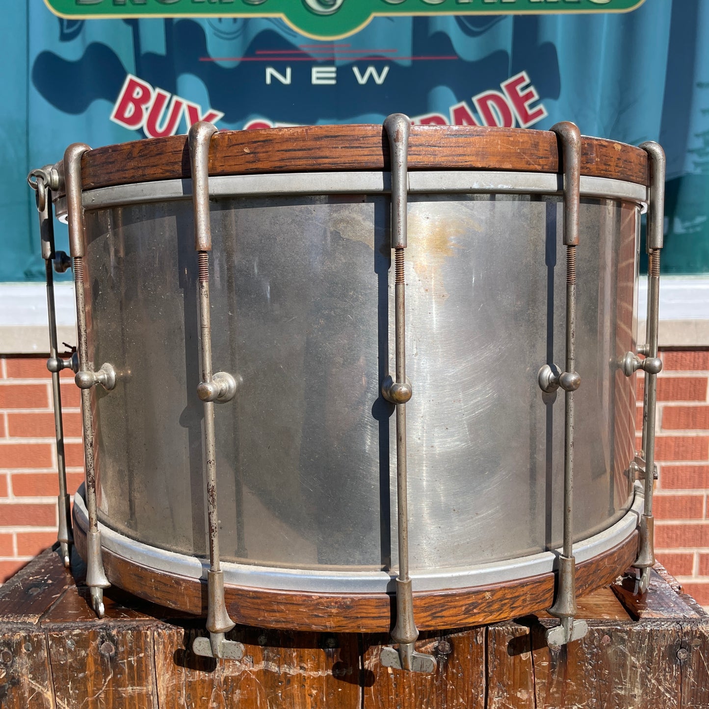 Early 1900s M.A. Wintrich 9x16 Single Tension Brass Snare Drum NOB