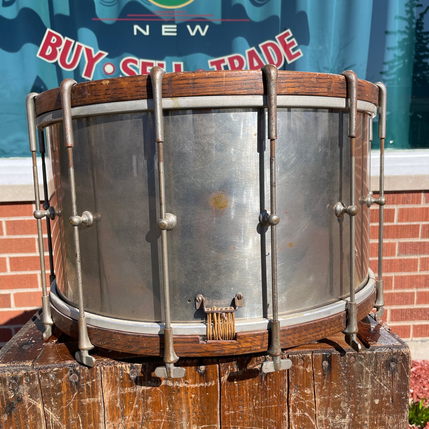 Early 1900s M.A. Wintrich 9x16 Single Tension Brass Snare Drum NOB