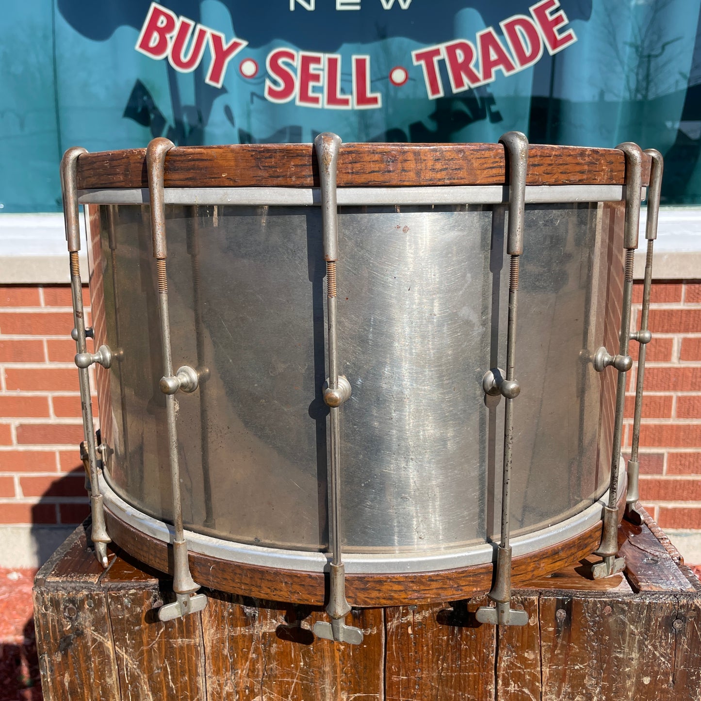 Early 1900s M.A. Wintrich 9x16 Single Tension Brass Snare Drum NOB