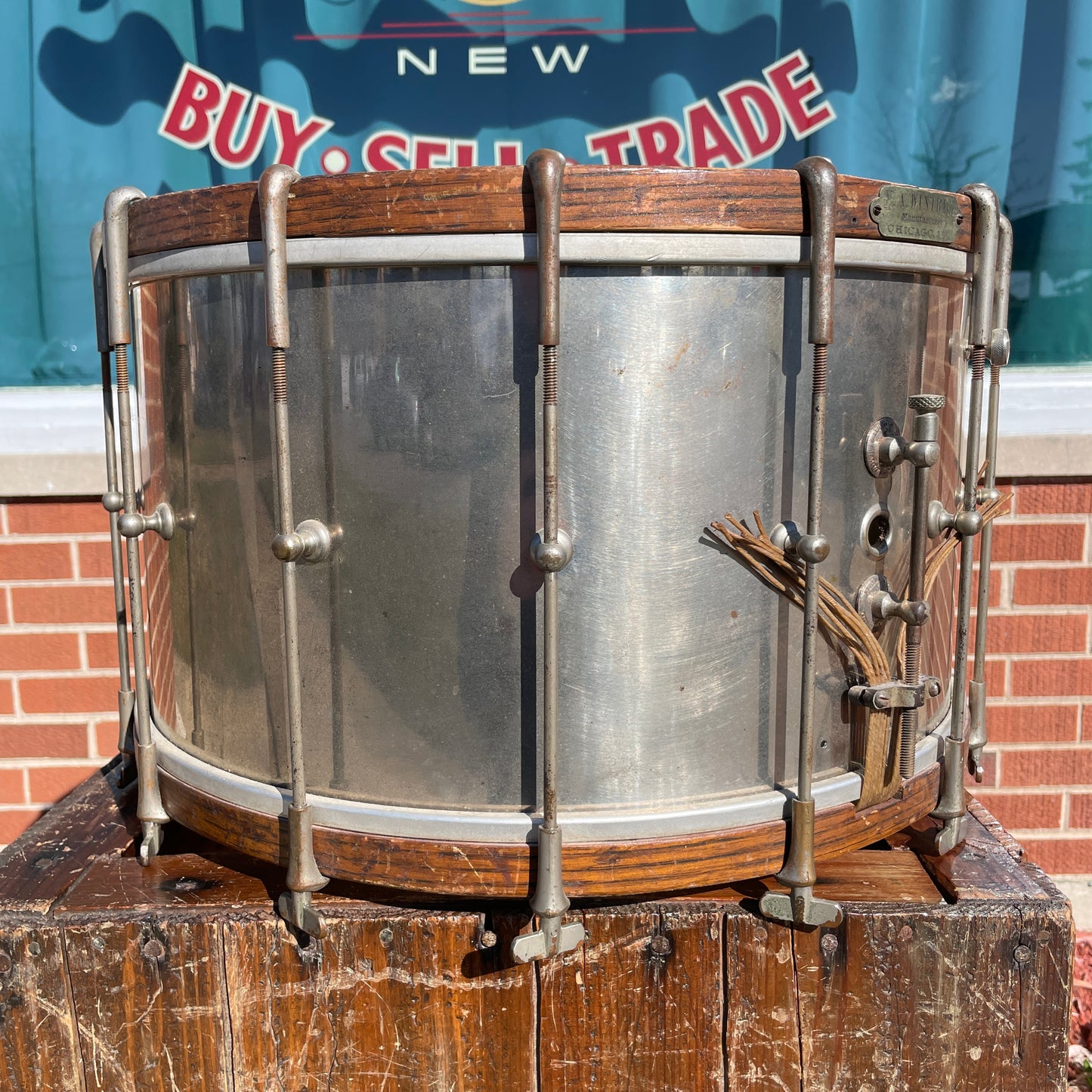 Early 1900s M.A. Wintrich 9x16 Single Tension Brass Snare Drum NOB