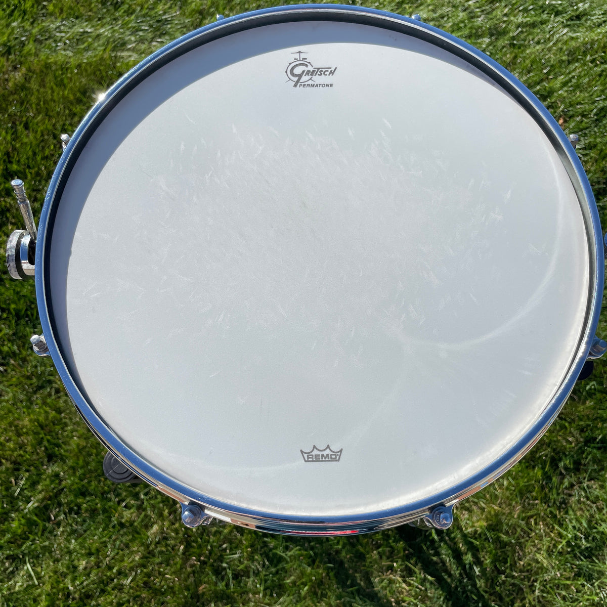 1960s Gretsch Name Band 5.5x14 Snare Silver (White) Satin Flame