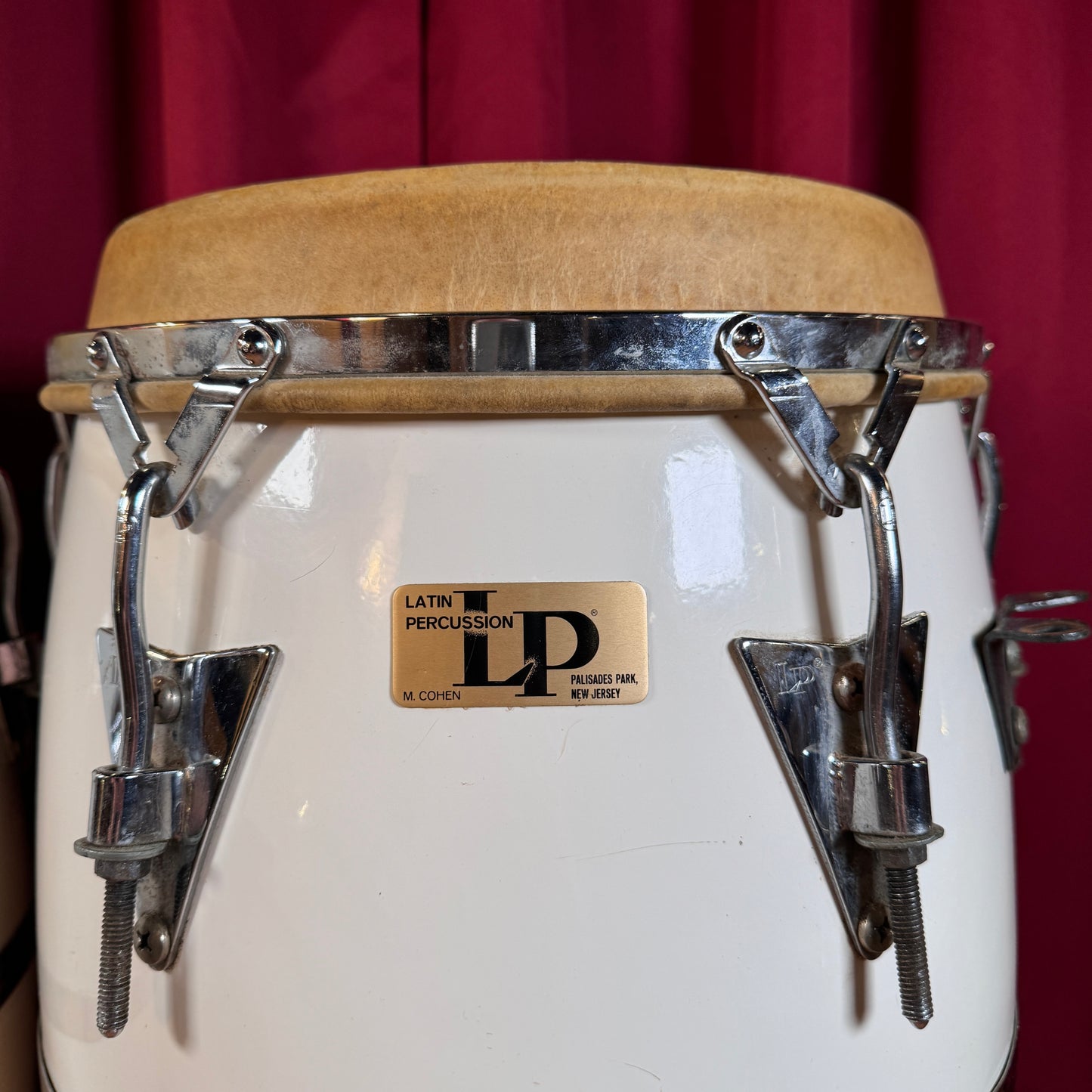 Vintage 1970s LP Original Fiberglass Quinto & Conga Set White Latin Percussion Palisades Park NJ