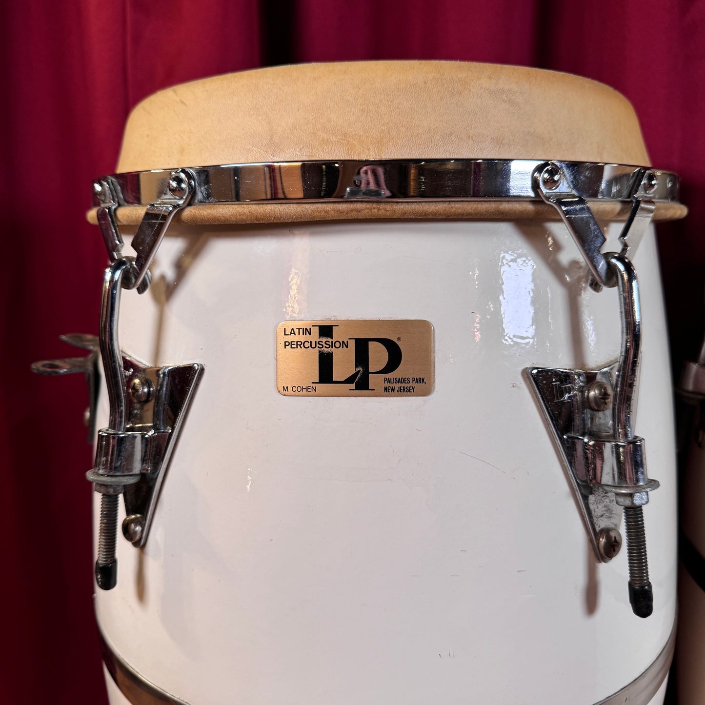Vintage 1970s LP Original Fiberglass Quinto & Conga Set White Latin Percussion Palisades Park NJ