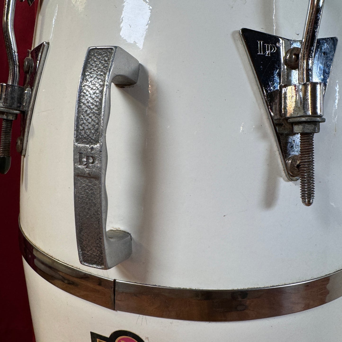Vintage 1970s LP Original Fiberglass Quinto & Conga Set White Latin Percussion Palisades Park NJ