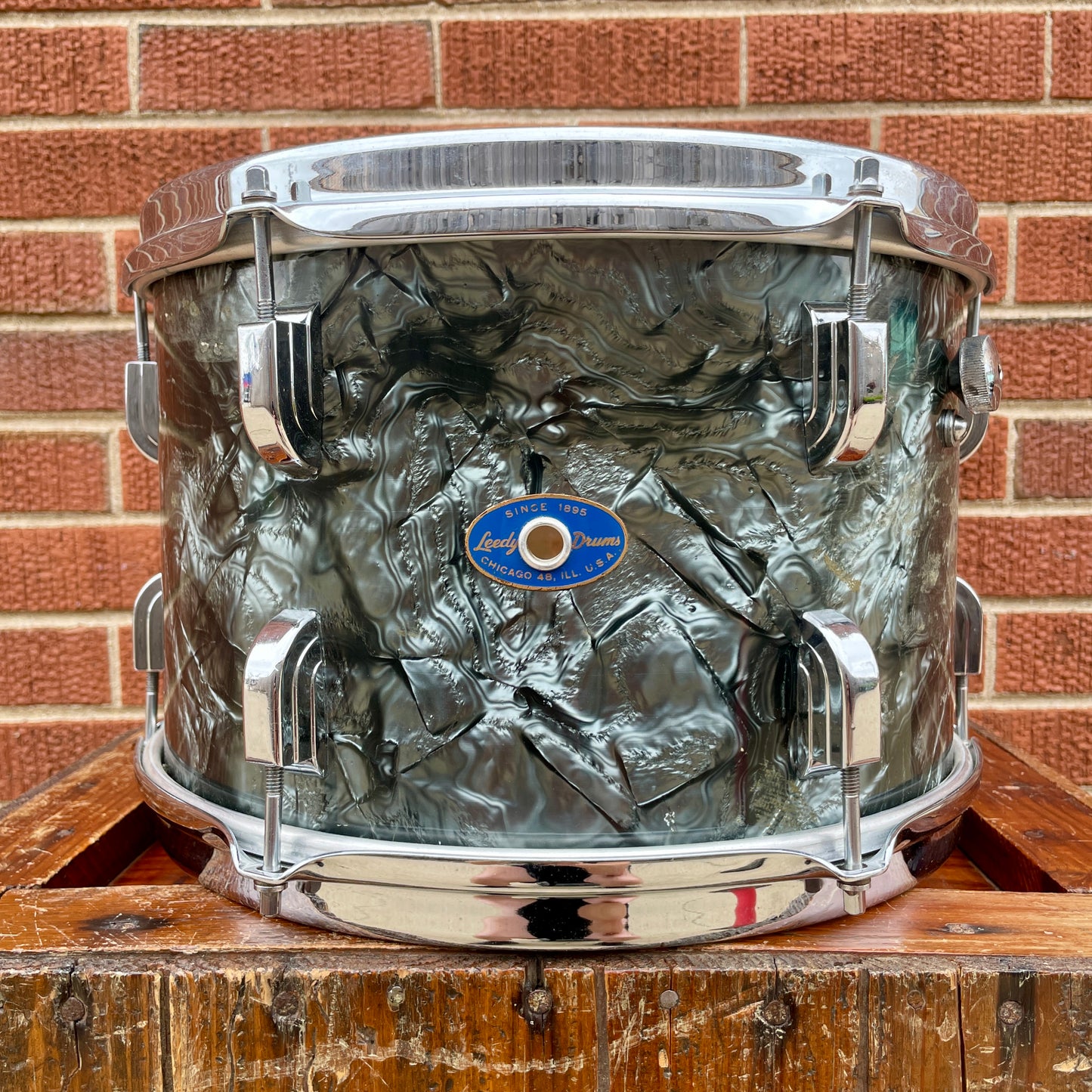 1960 Leedy by Slingerland 8x12 Tom Single Drum Black Diamond Pearl Slingerleedy