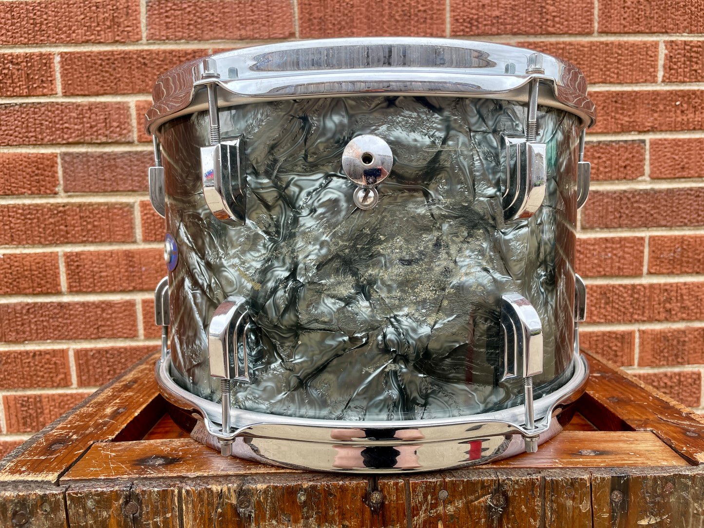 1960 Leedy by Slingerland 8x12 Tom Single Drum Black Diamond Pearl Slingerleedy