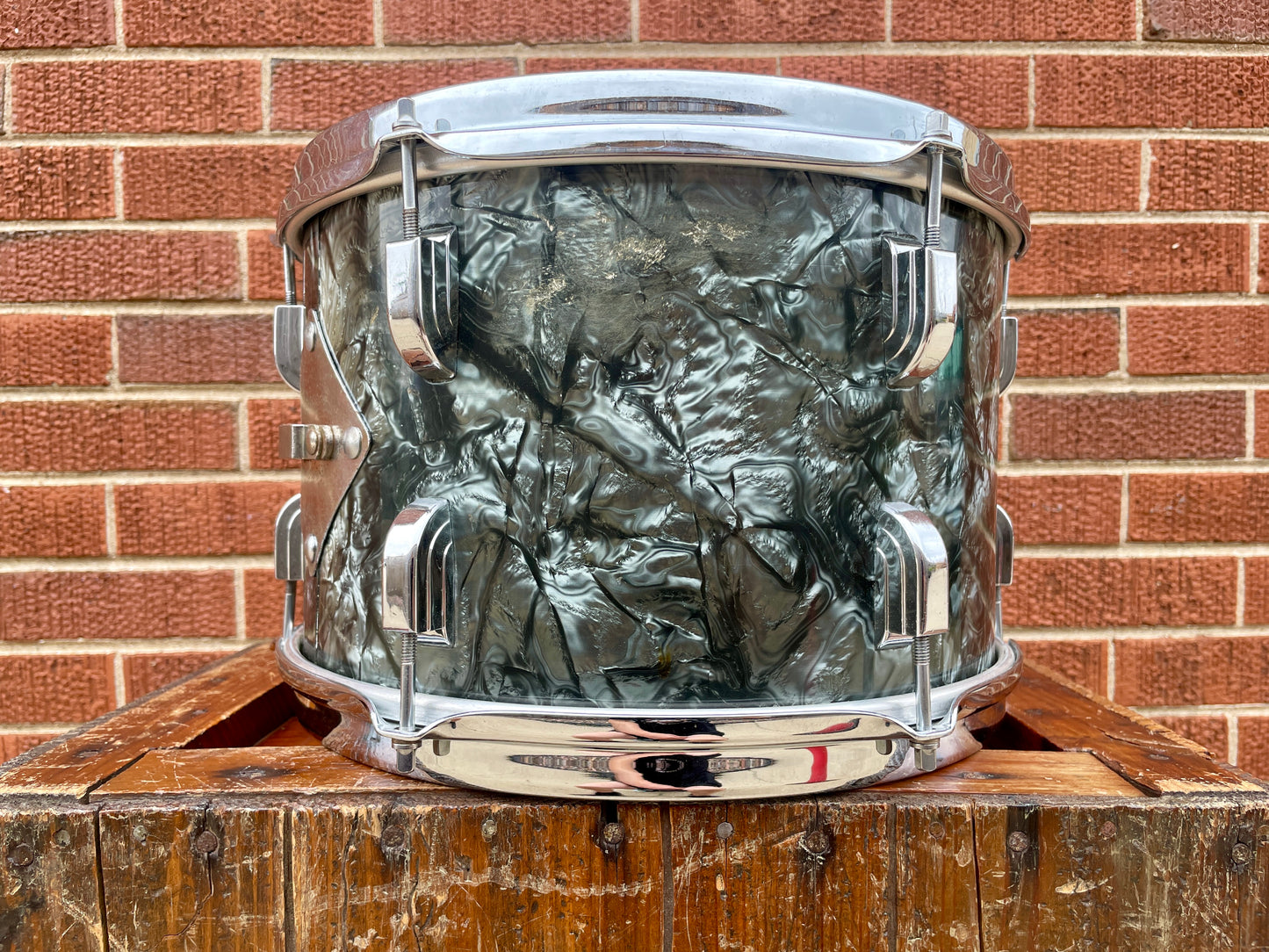 1960 Leedy by Slingerland 8x12 Tom Single Drum Black Diamond Pearl Slingerleedy
