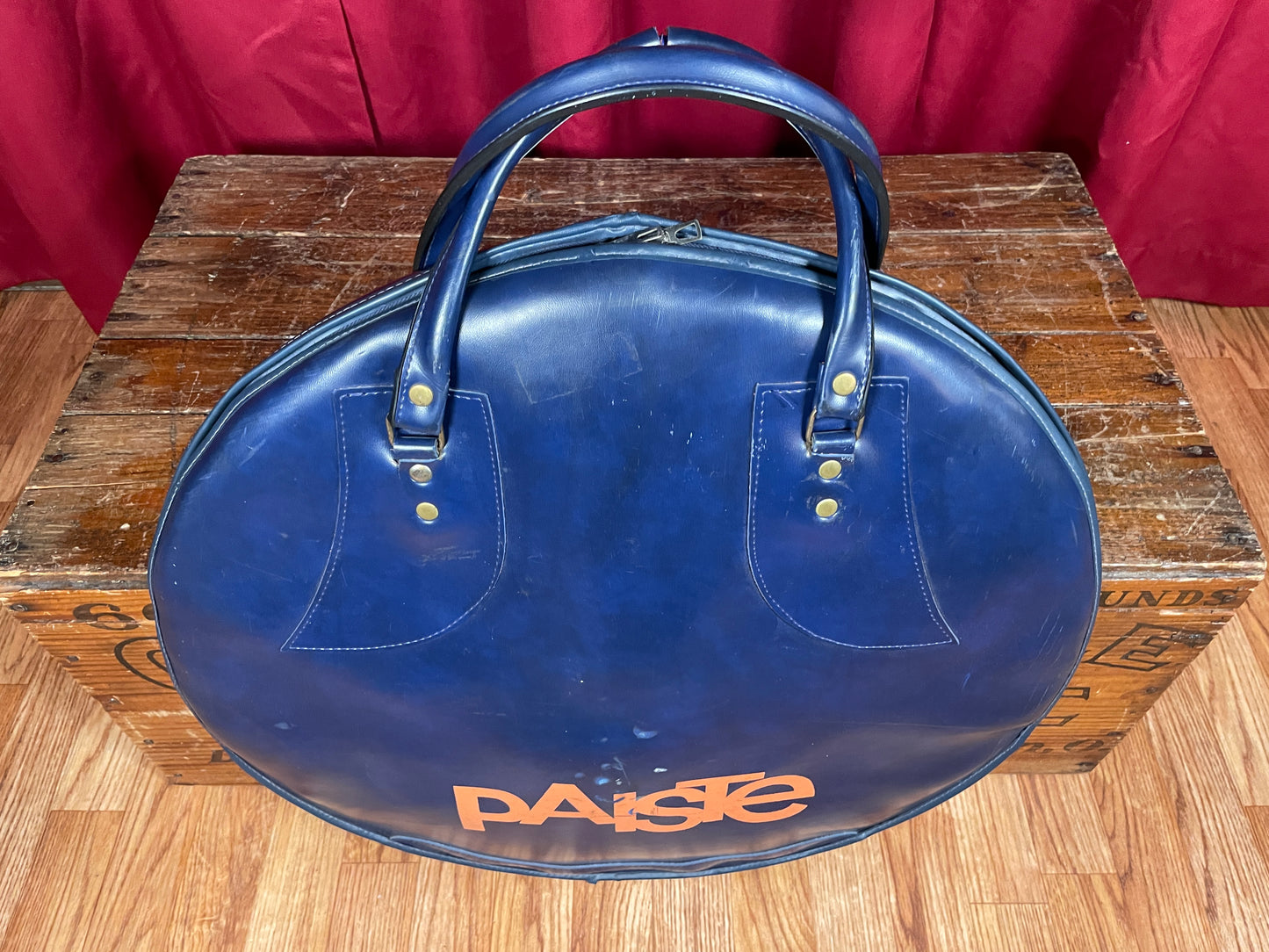 Vintage 20" Paiste Leatherette Cymbal Bag Dark Blue / Orange - Rare Item