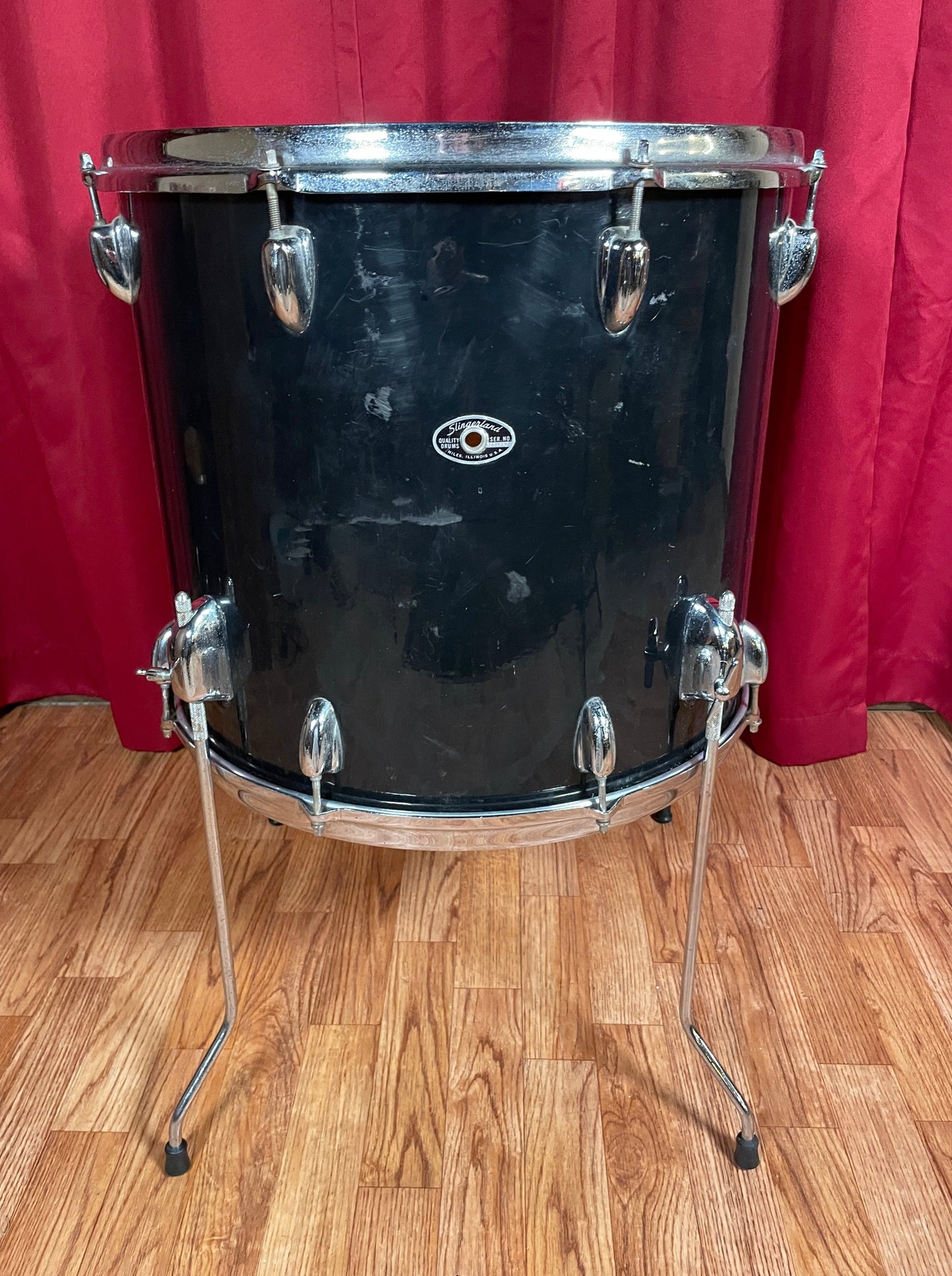 1970s Slingerland 16x18 Floor Tom Drum Black
