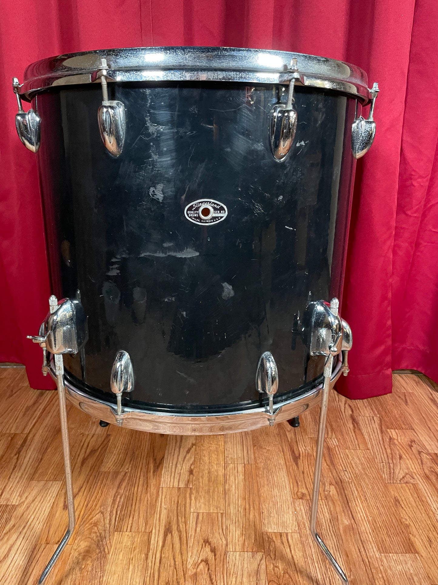 1970s Slingerland 16x18 Floor Tom Drum Black