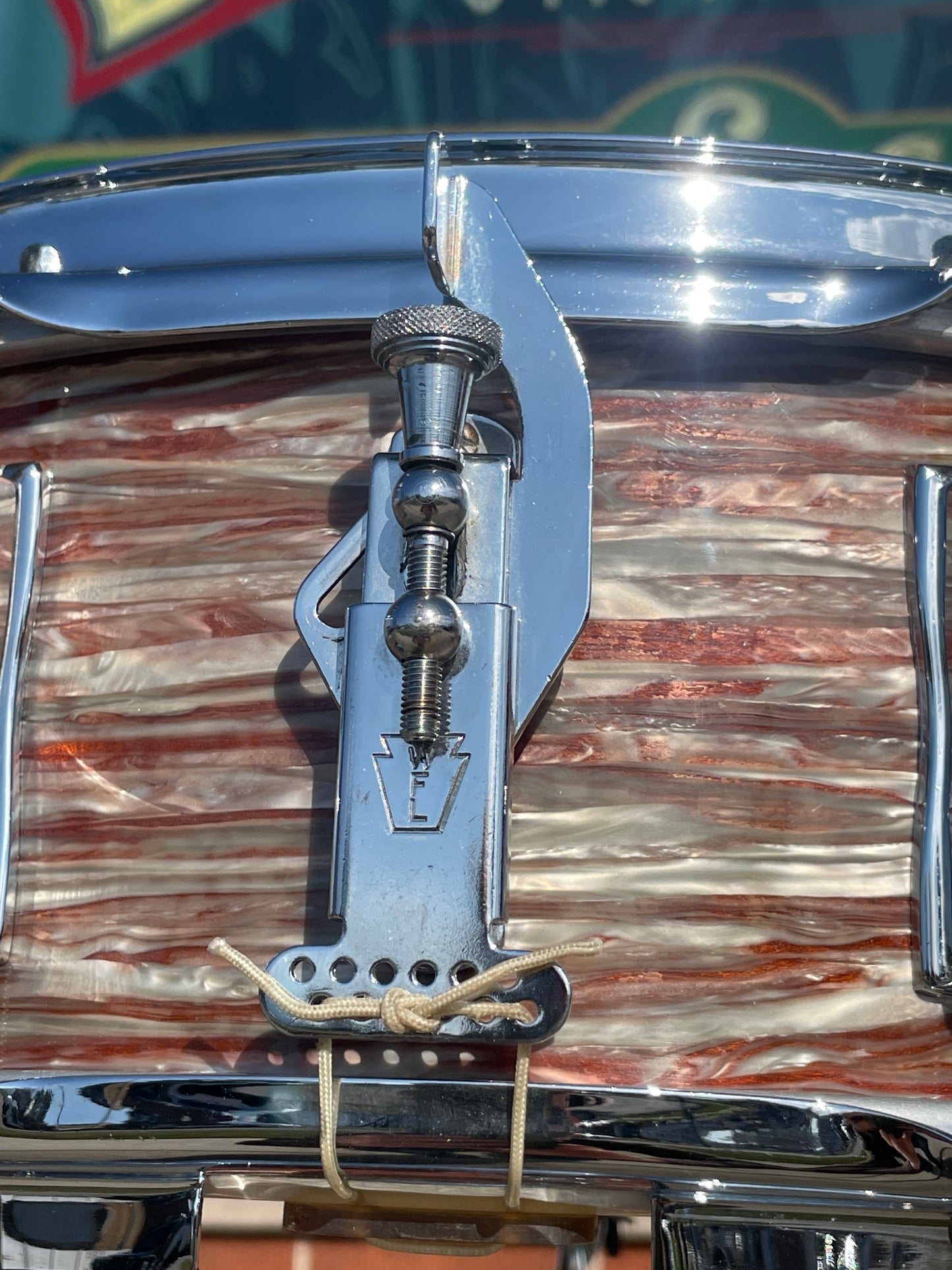 1958-60 Ludwig 5x14 No. 908P Jazz Festival Snare Drum Oyster Pink Pearl COB